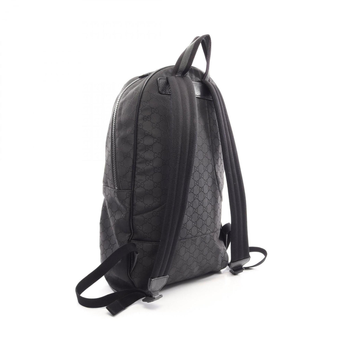 Gucci Black Gray Nylon Leather Backpack Handbag (Pre-Owned)