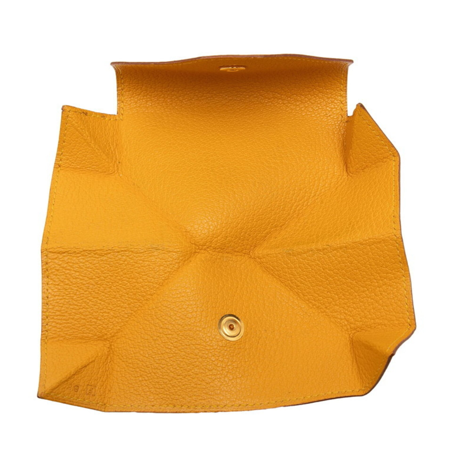 Hermes Gold Yellow Chevre Leather Coin Purse/Coin Case (Pre-Owned)