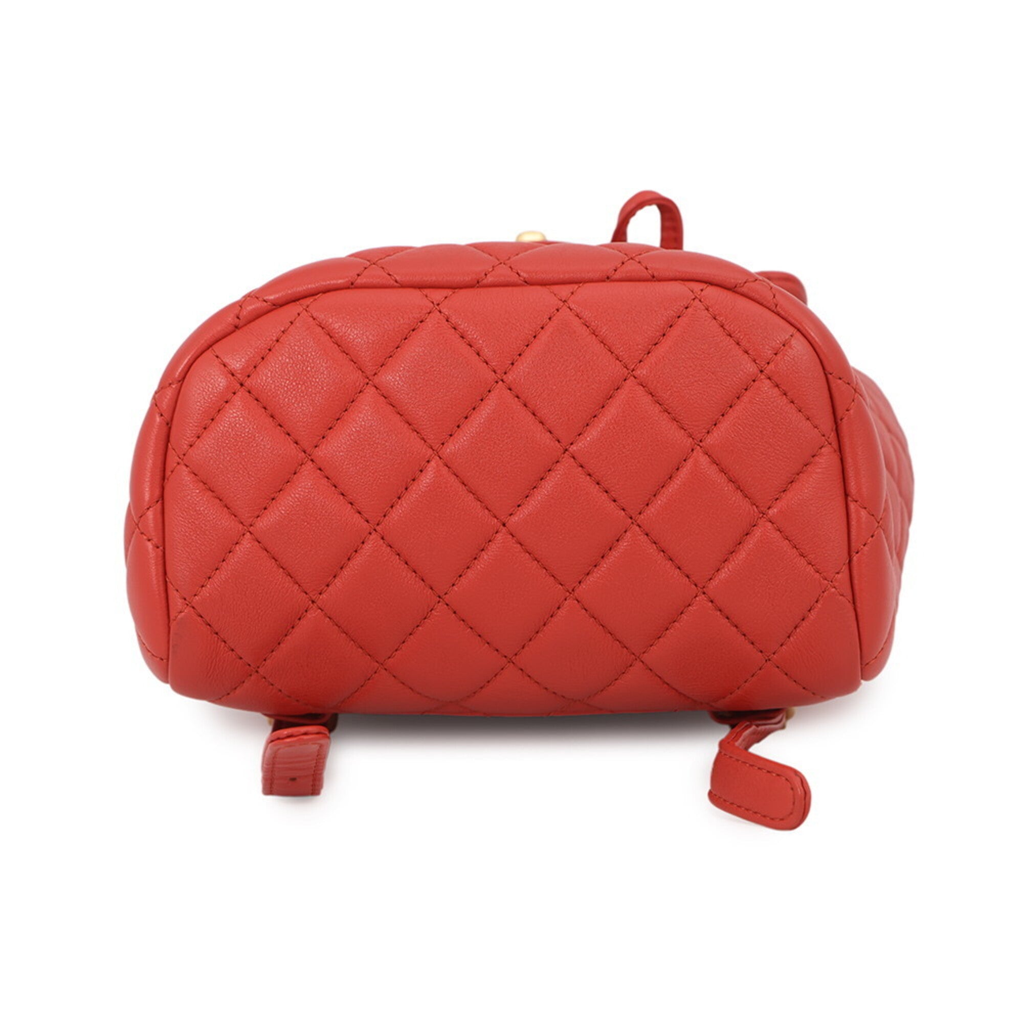 Chanel Dark Orange Leather Backpack Handbag (Pre-Owned)