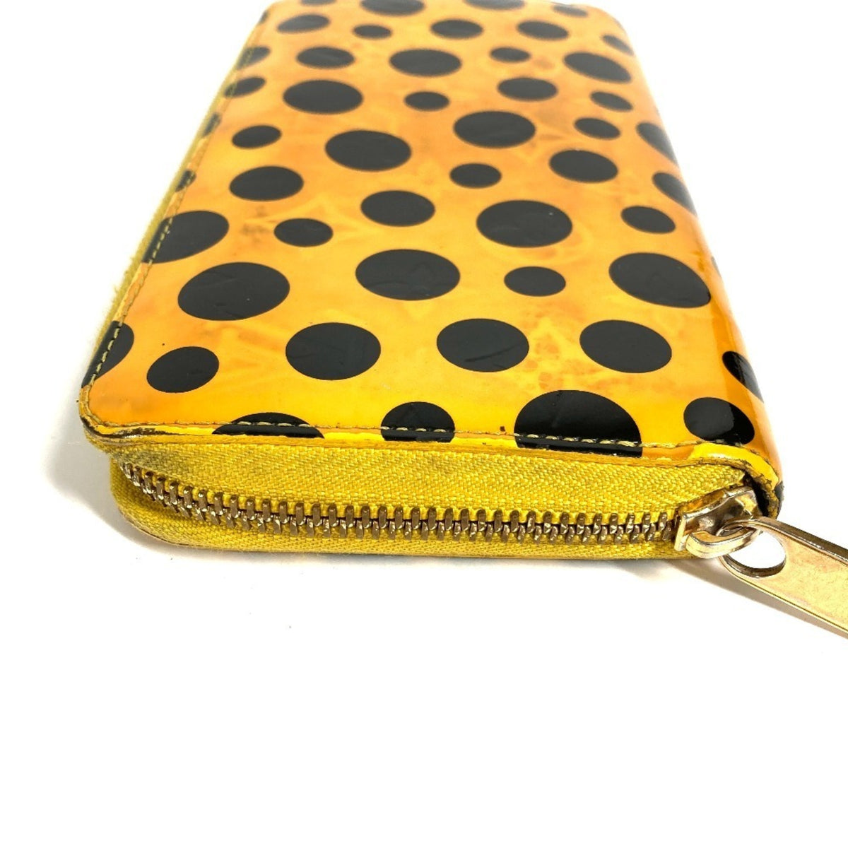 Louis Vuitton Dot Infinity (Yayoi Kusama) Black Yellow Patent Leather Long Wallet (Bi-Fold) (Pre-Owned)