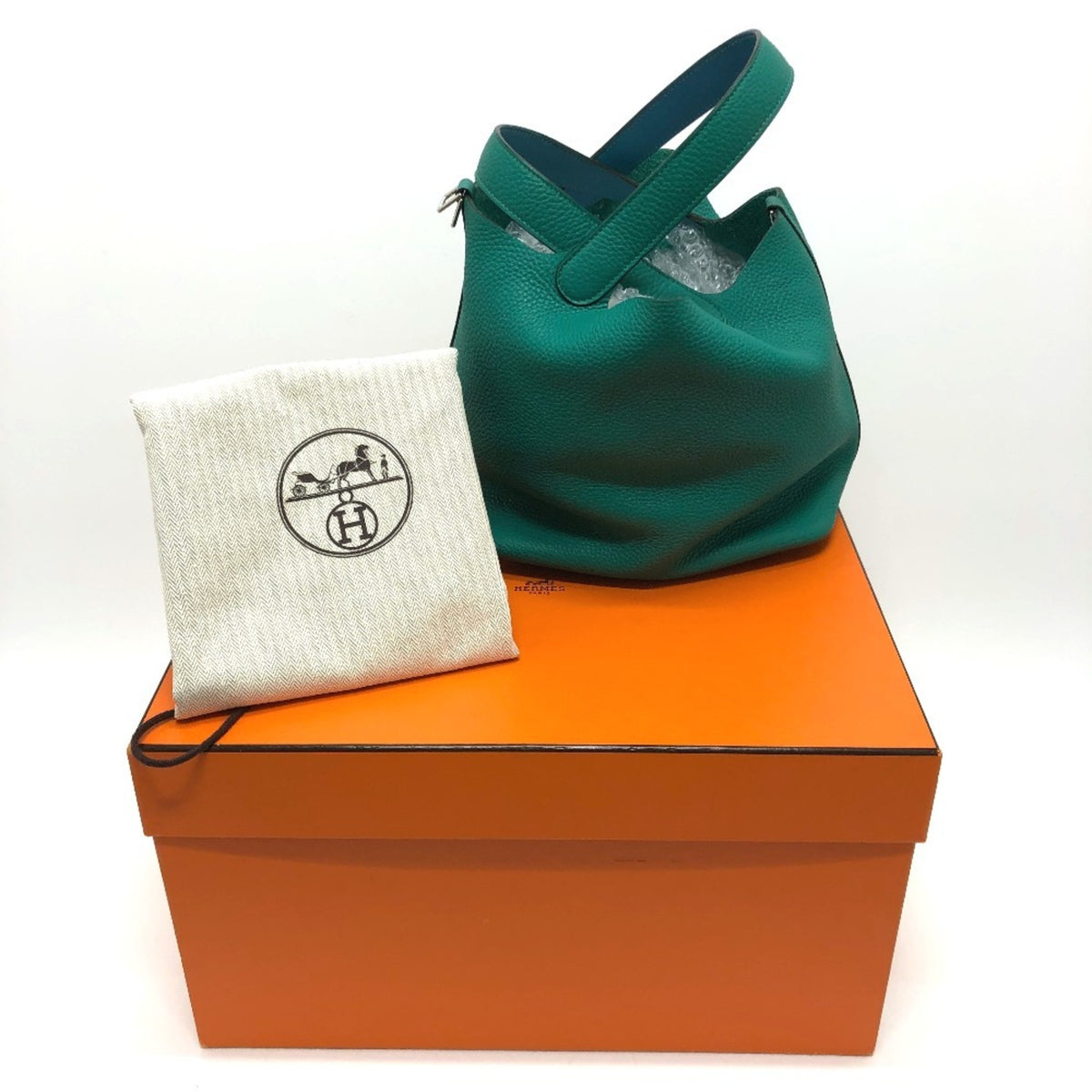 Hermes Picotin Green Taurillon Clemence Leather Handbag (Pre-Owned)