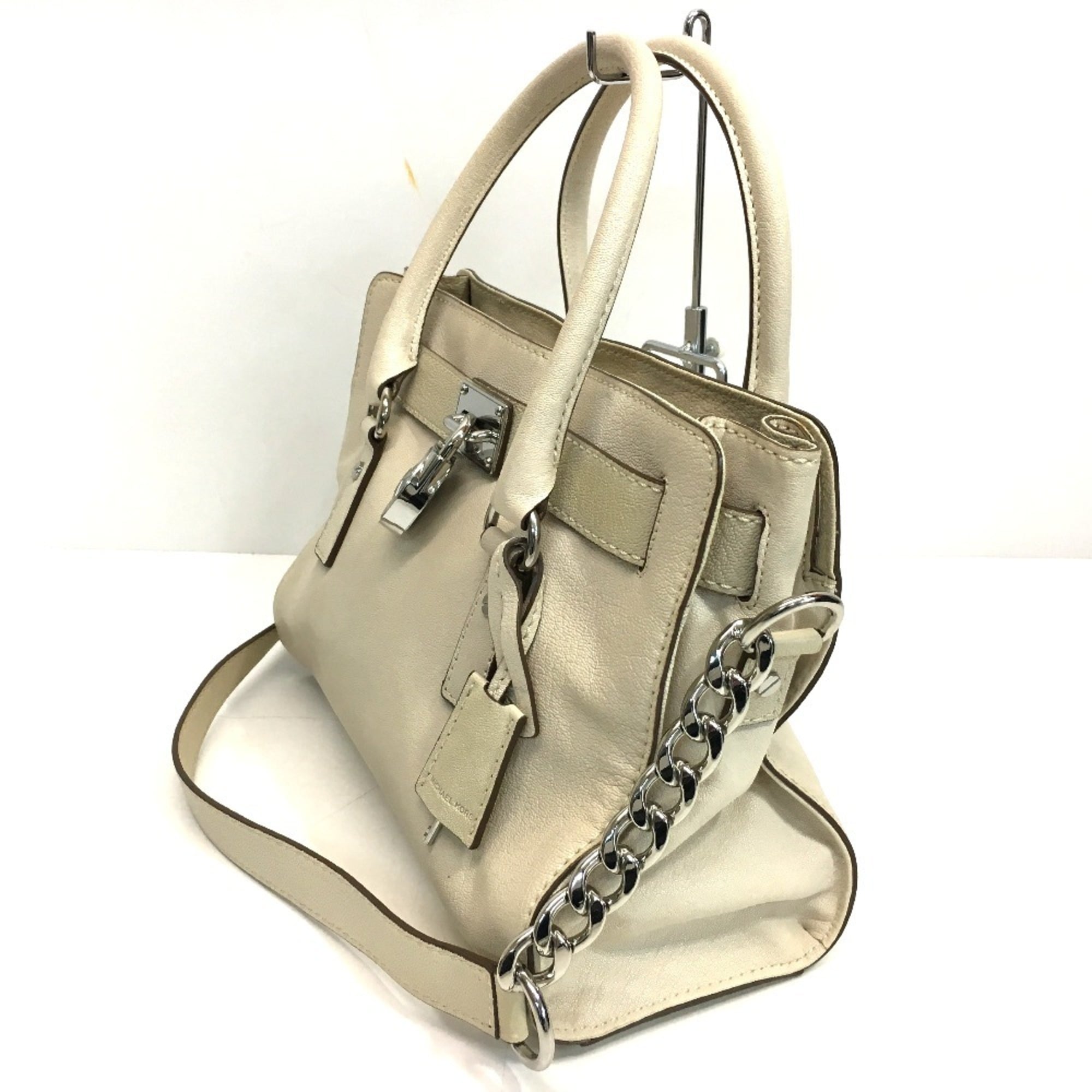 Michael Kors Off-White Leather Handbag Shoulder Bag Tote Bag (Pre-Owned)