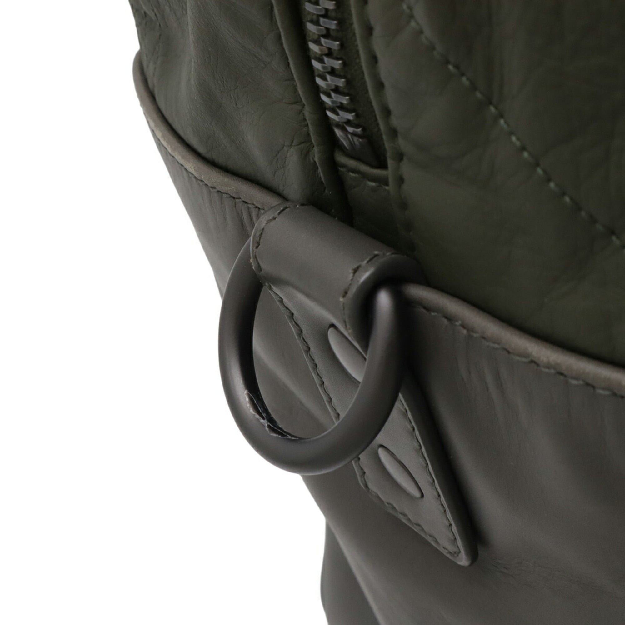 Bottega Veneta Green Khaki Leather Handbag Shoulder Bag (Pre-Owned)