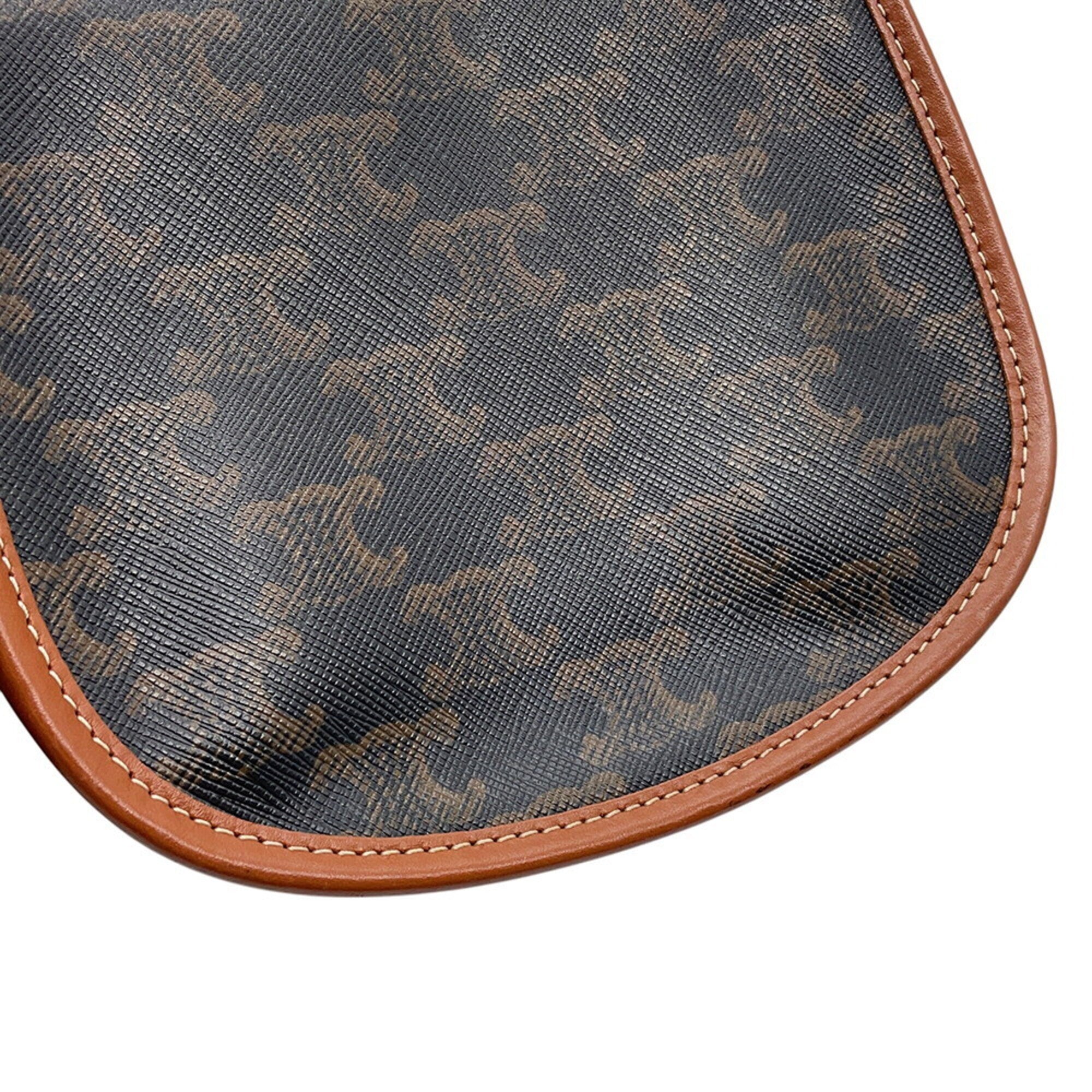 Celine Brown Canvas Leather Pouch Shoulder Bag (Pre-Owned)