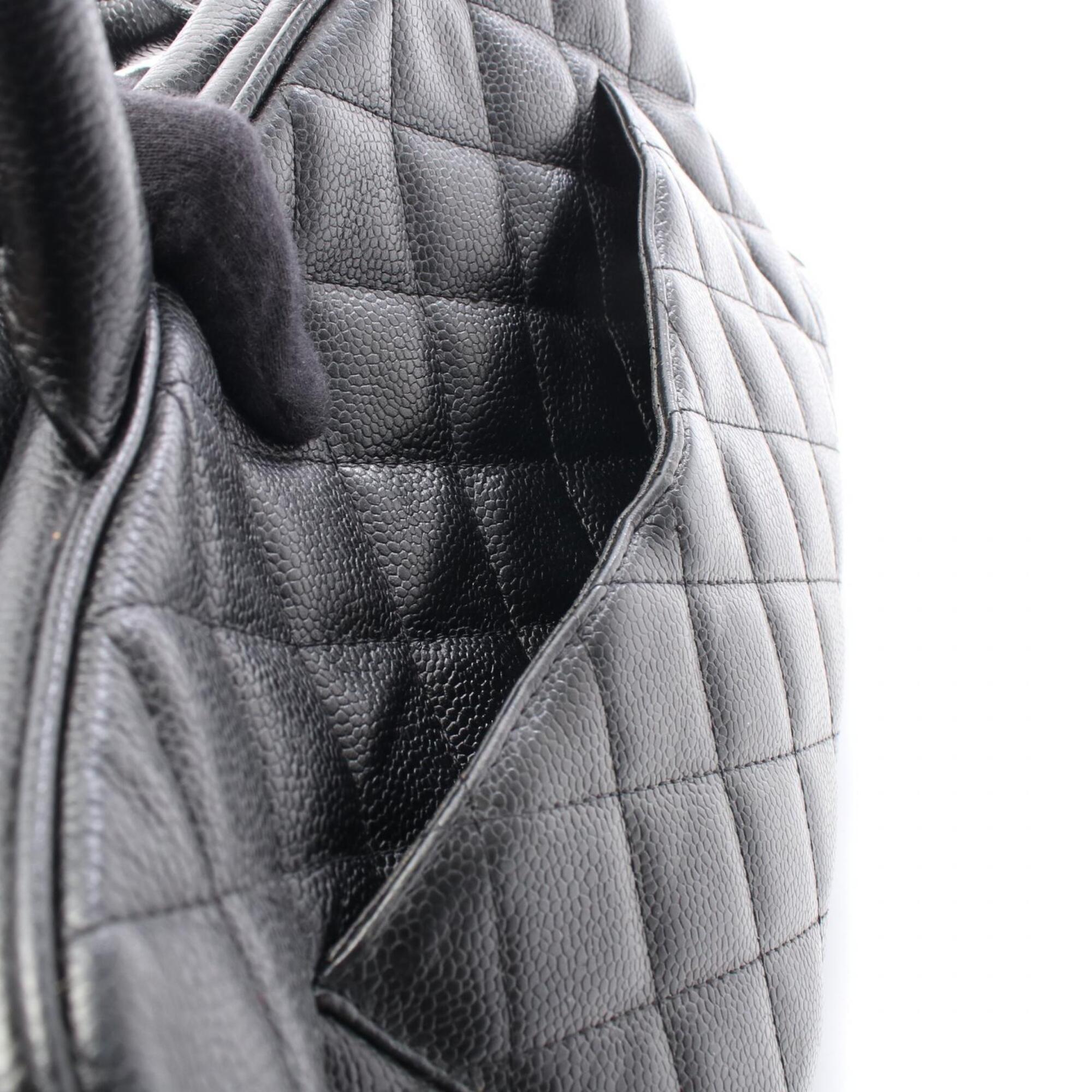 Chanel Black Grained Calfskin Boston Bag Handbag (Pre-Owned)