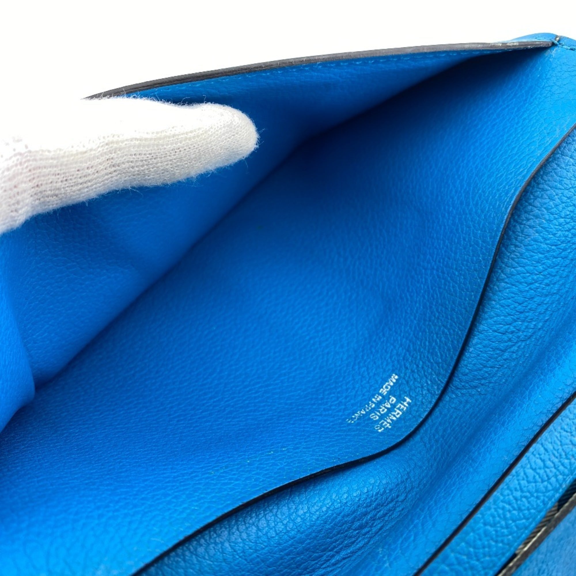 Hermes Blue Leather Long Wallet (Bi-Fold) (Pre-Owned)