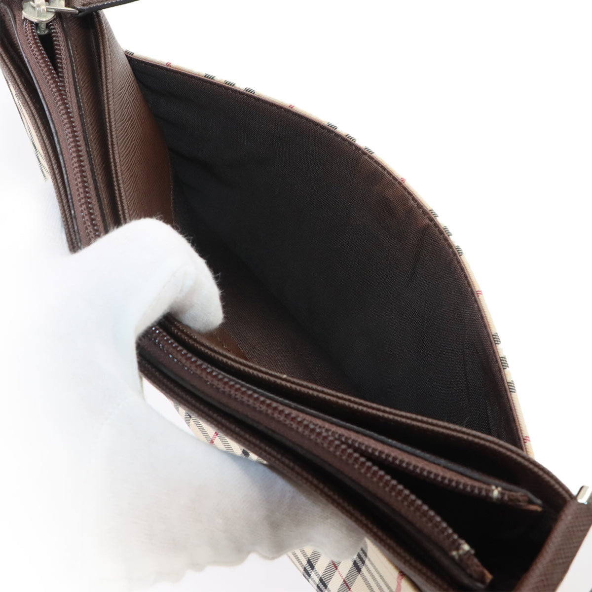 Burberry Beige Brown Canvas Leather Handbag Shoulder Bag (Pre-Owned)