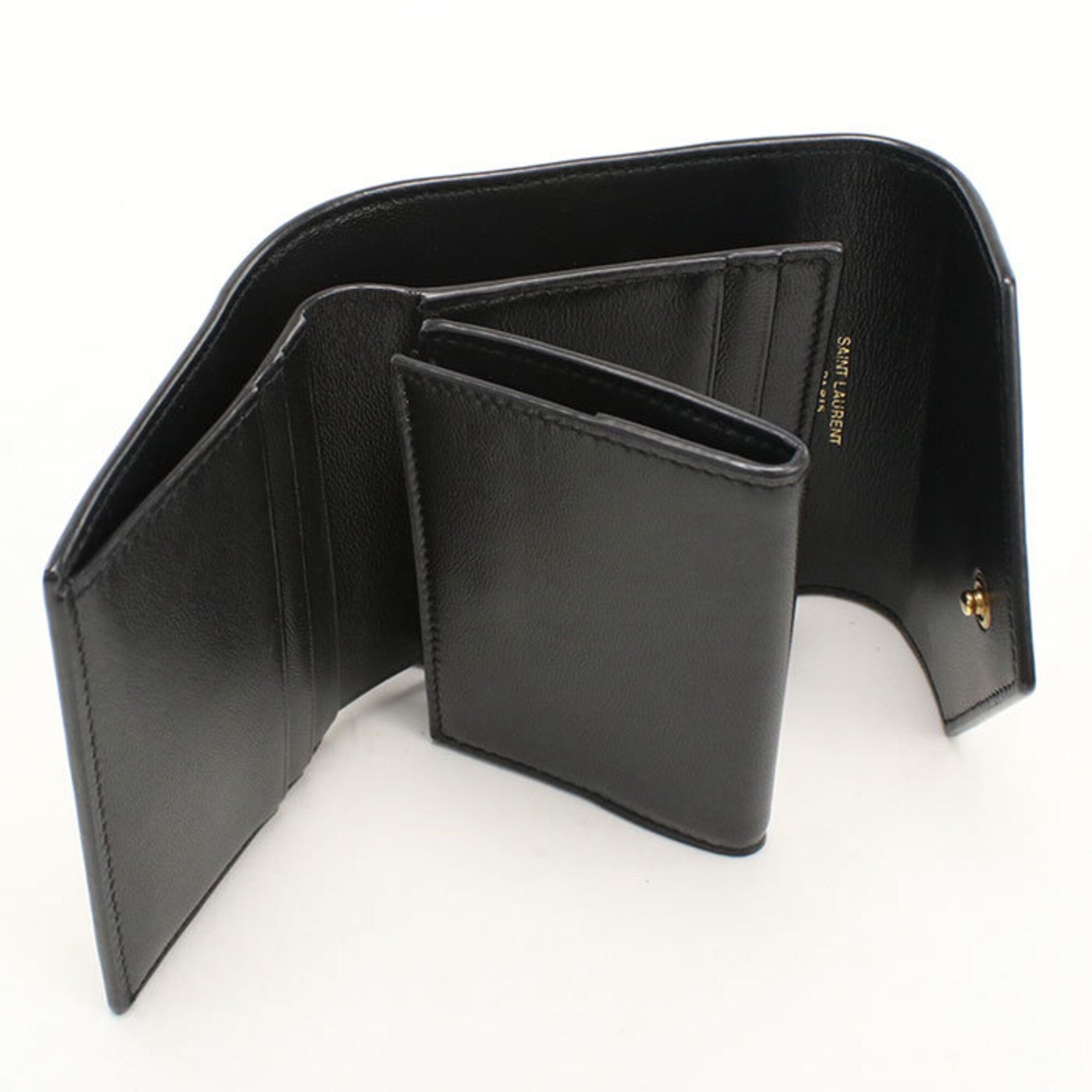 Saint Laurent Beige Leather Wallet (Tri-Fold) (Pre-Owned)