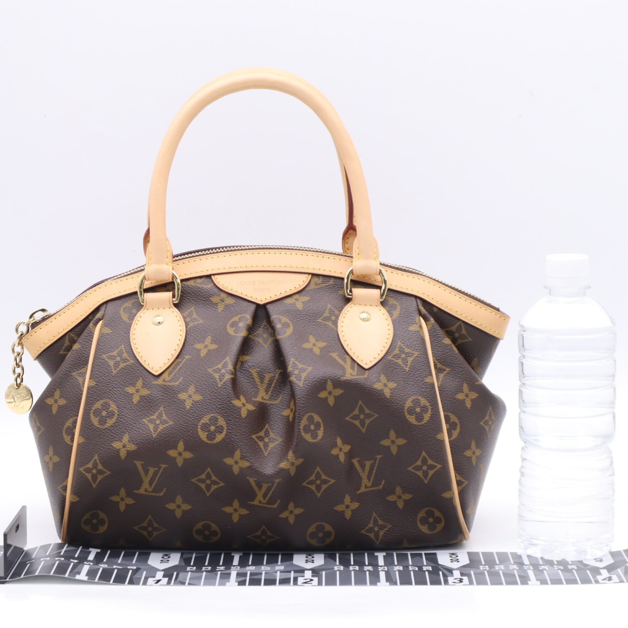 Louis Vuitton Beige Brown Coated Canvas Leather Handbag (Pre-Owned)
