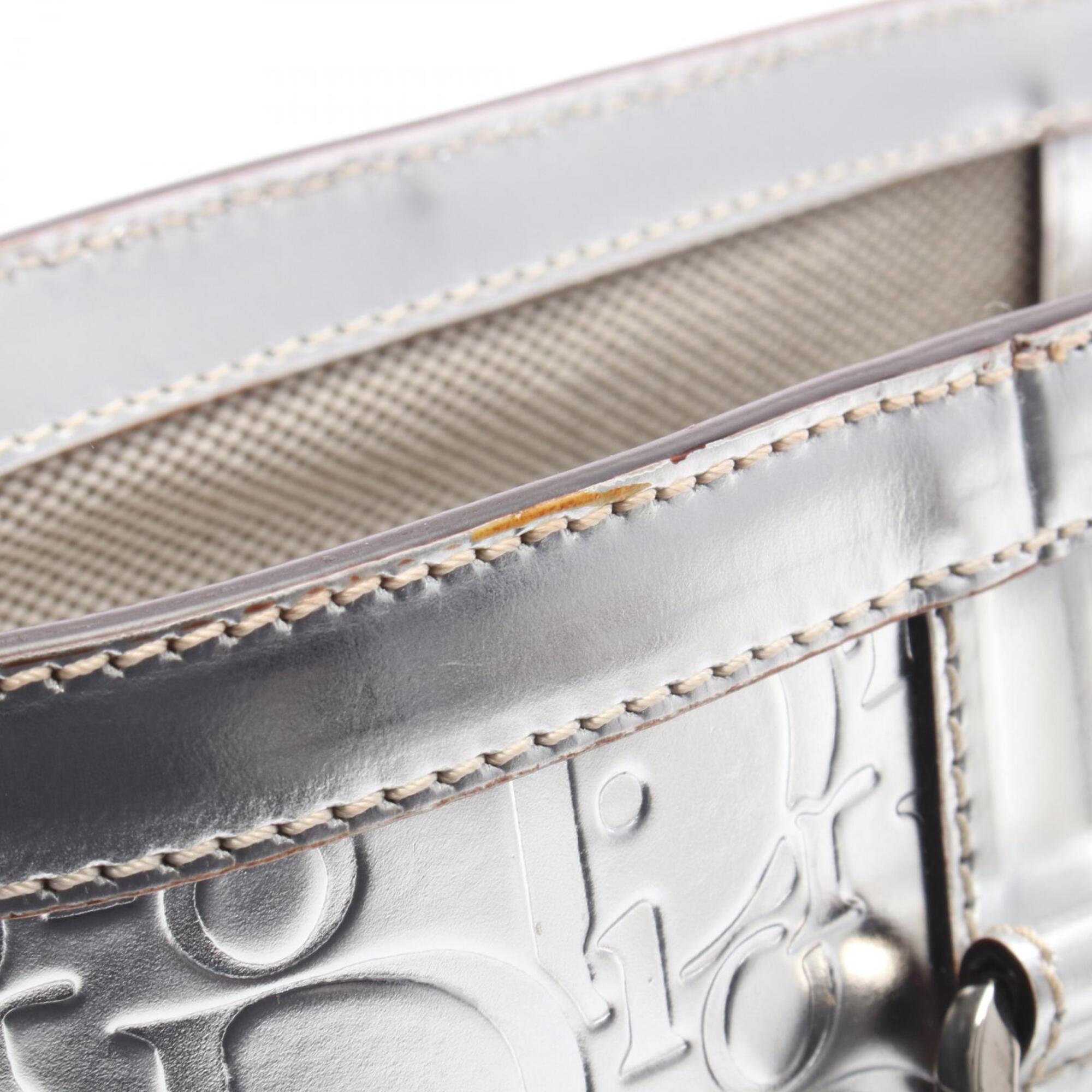 Christian Dior Silver Leather Handbag Tote Bag (Pre-Owned)