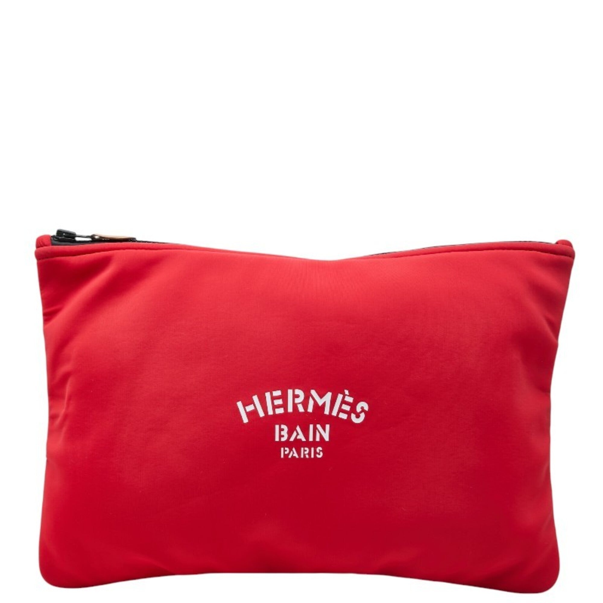 Hermes Red Color White Polyamide Clutch Bag Handbag Pouch (Pre-Owned)