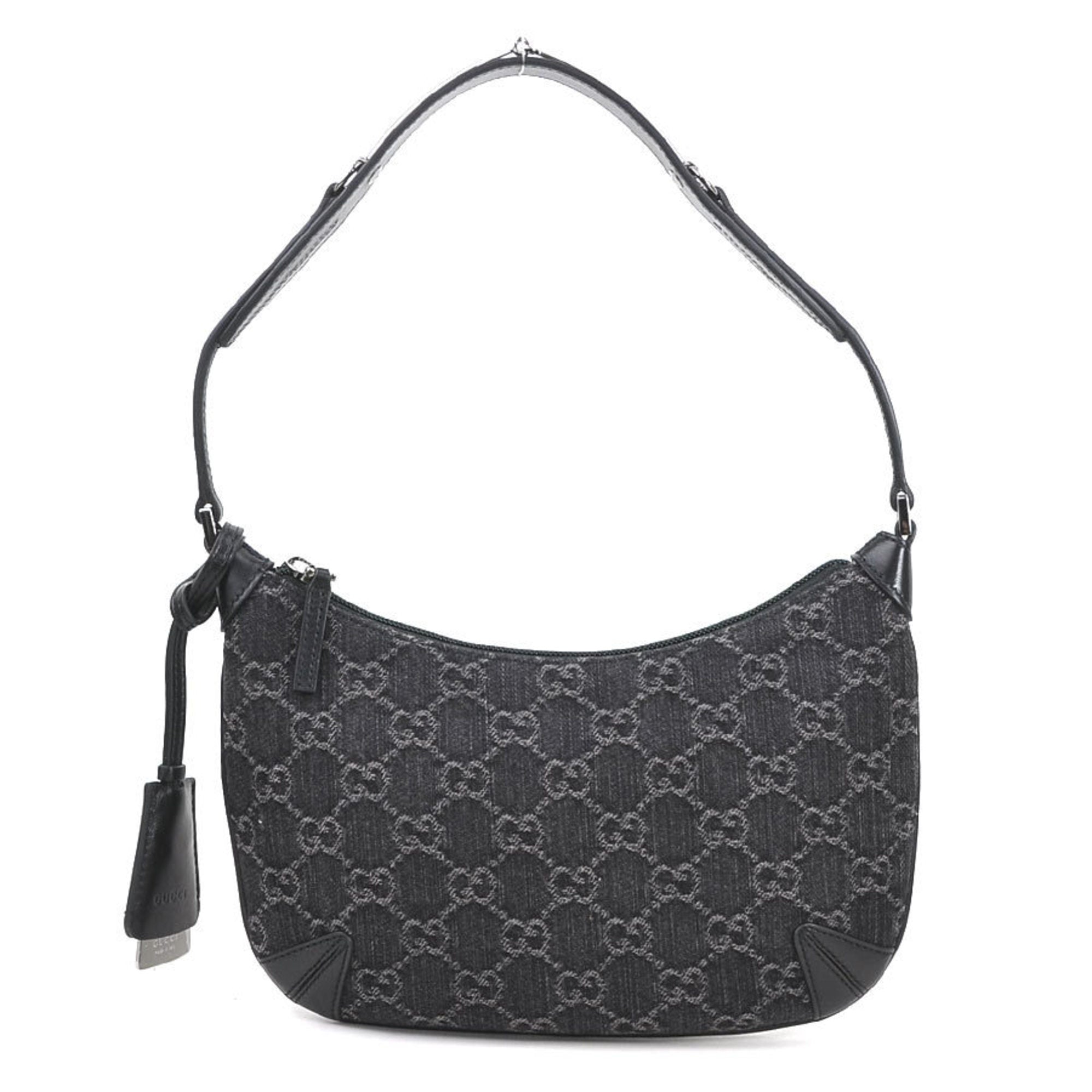 Gucci Black Denim Leather Shoulder Bag (Pre-Owned)