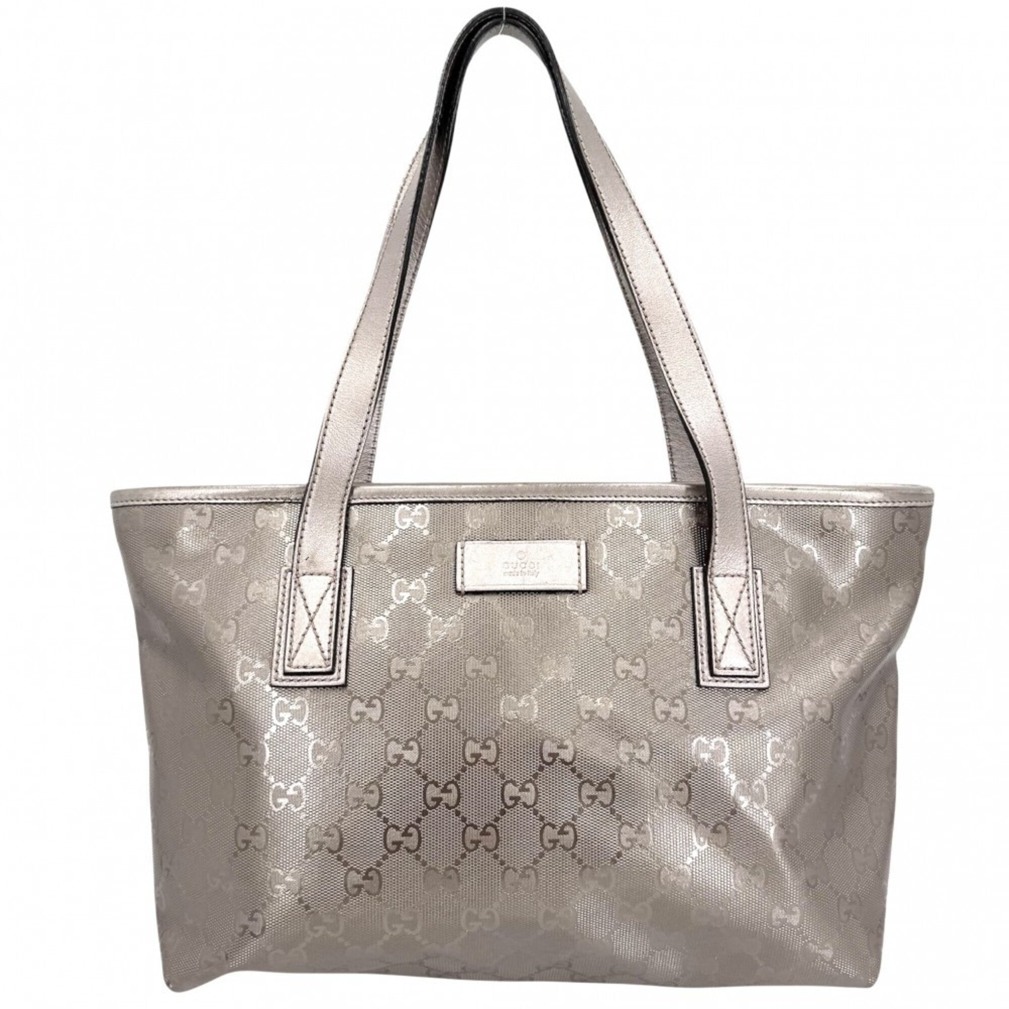 Gucci Metallic Gray Pvc Leather Handbag Tote Bag (Pre-Owned)