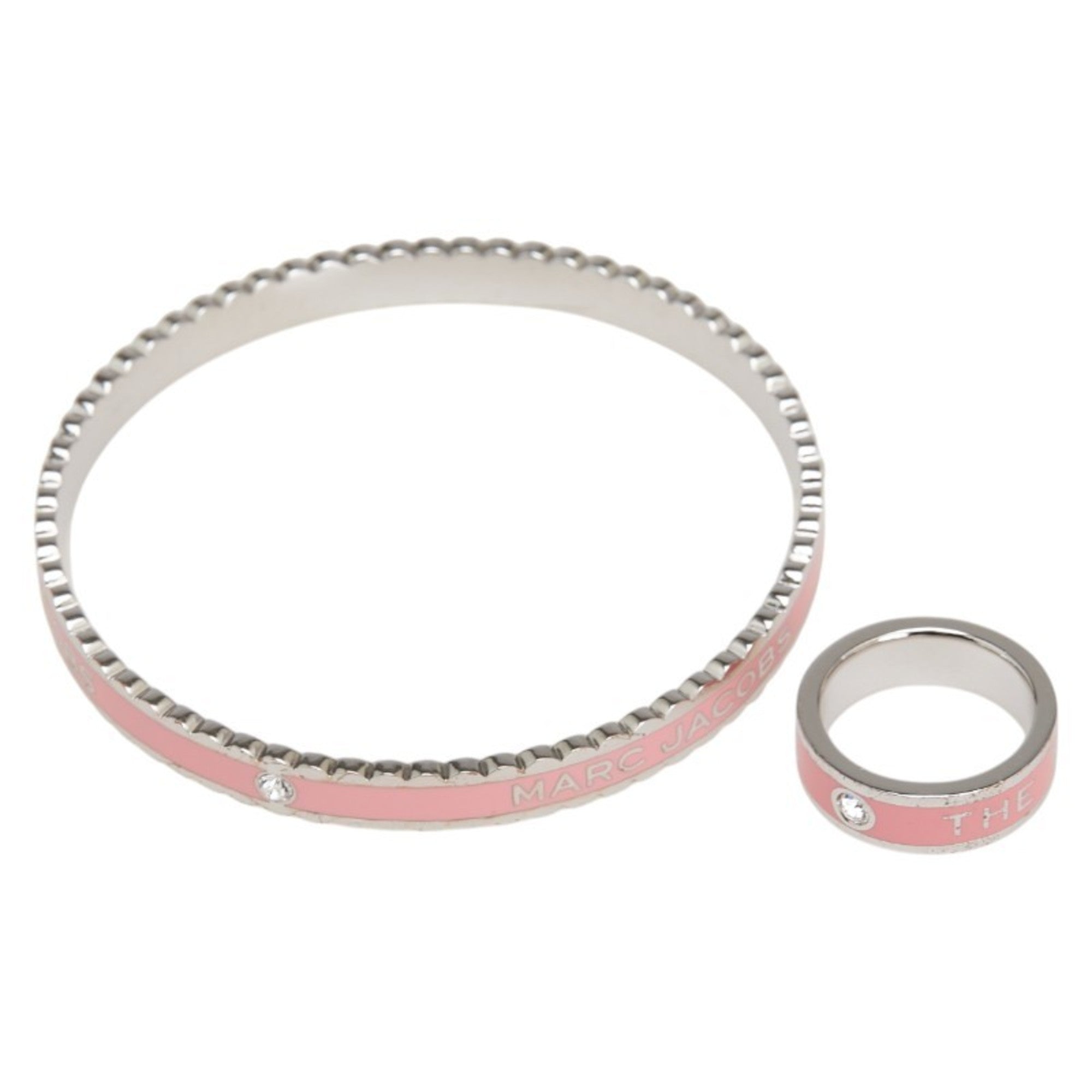Marc Jacobs Silver Pink Metal Band Ring (Pre-Owned)