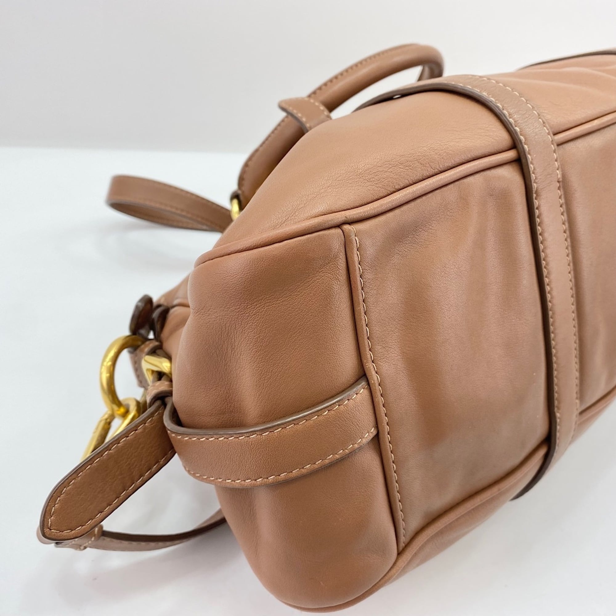 Prada Brown Boston Bag Handbag (Pre-Owned)