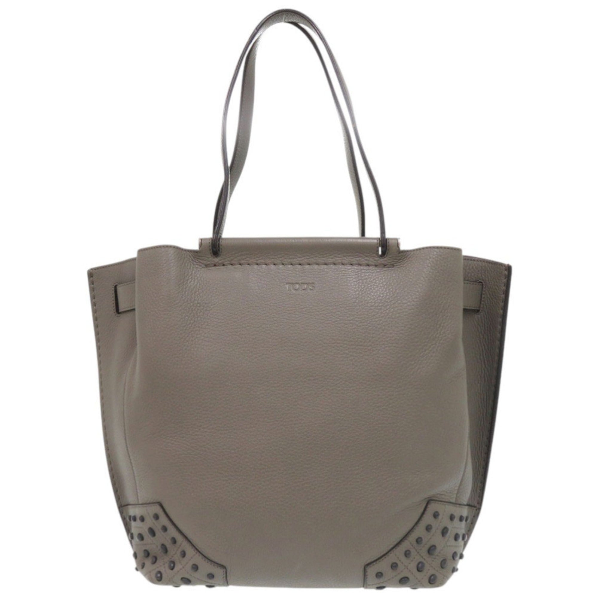 Tod's Gray Purple Leather Handbag (Pre-Owned)