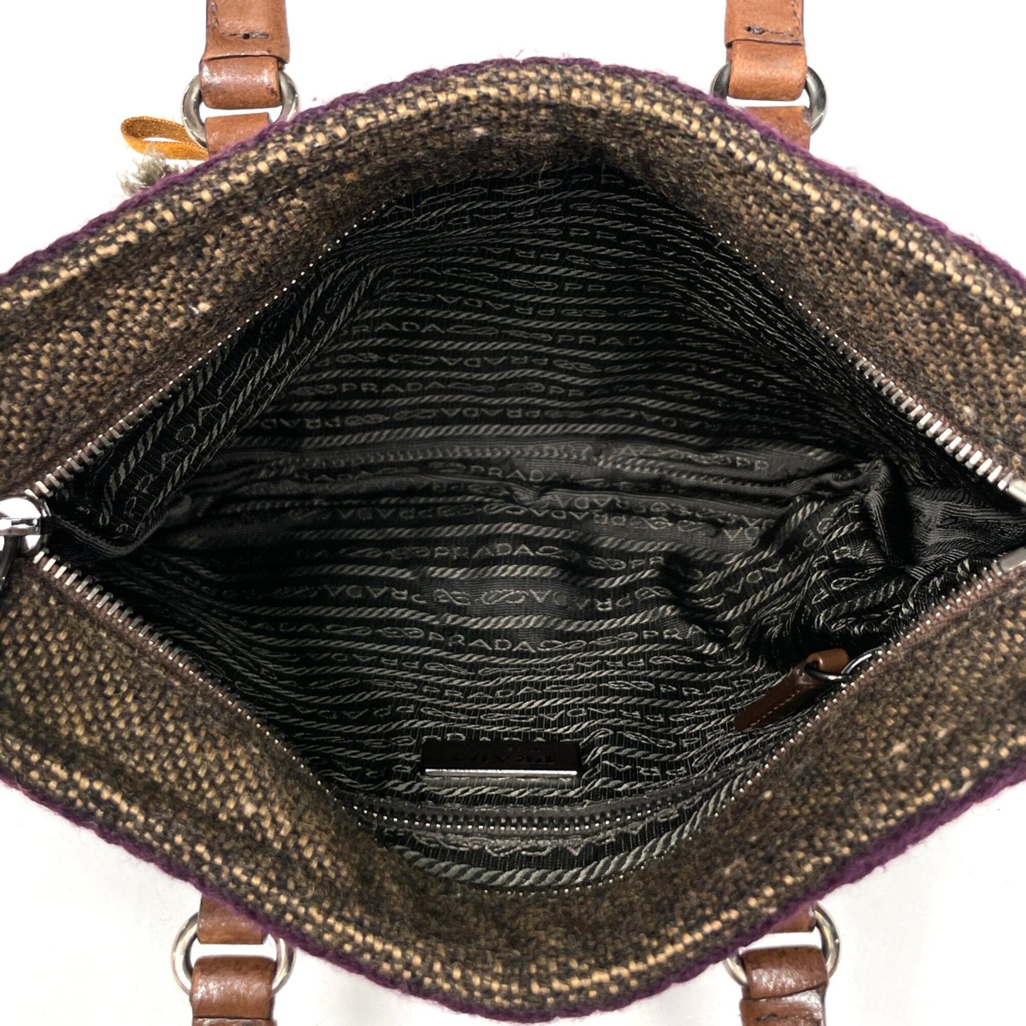 Prada Brown Fabric Leather Handbag (Pre-Owned)