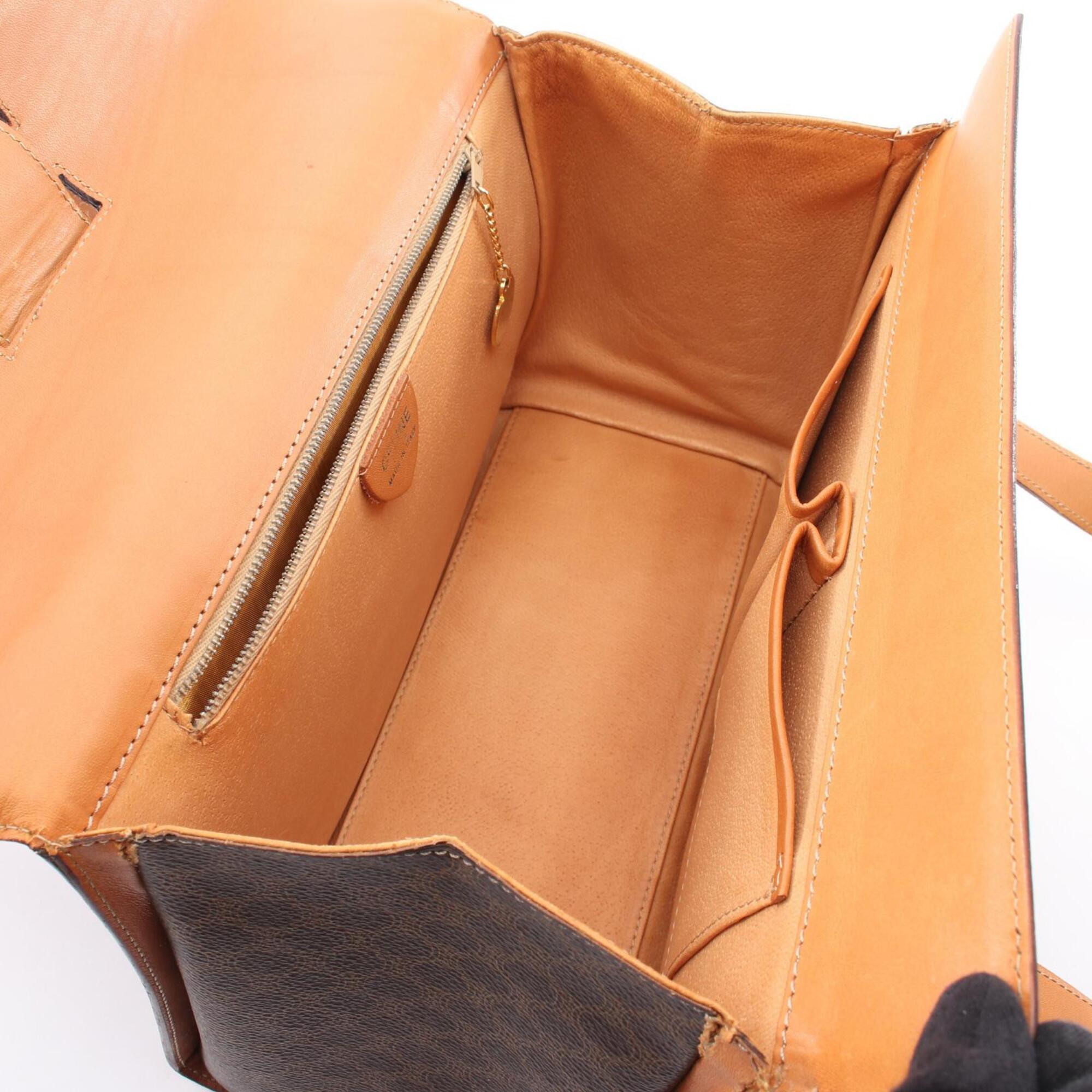 Celine Macadam Brown Coated Canvas Handbag (Pre-Owned)