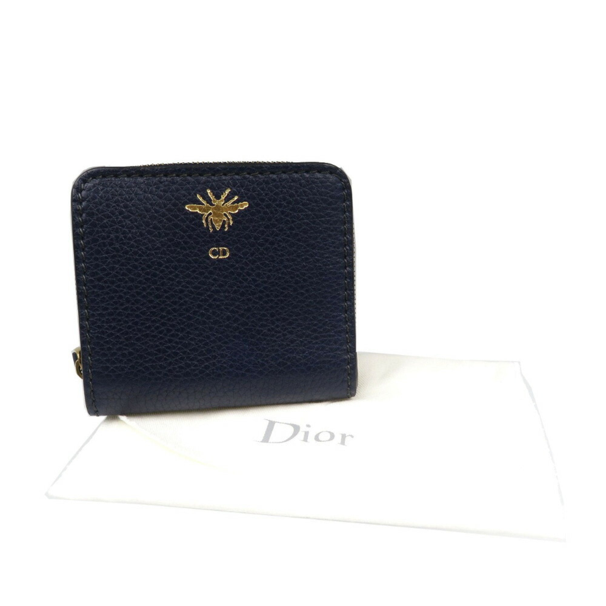 Christian Dior Navy Leather Wallet (Bi-Fold) (Pre-Owned)