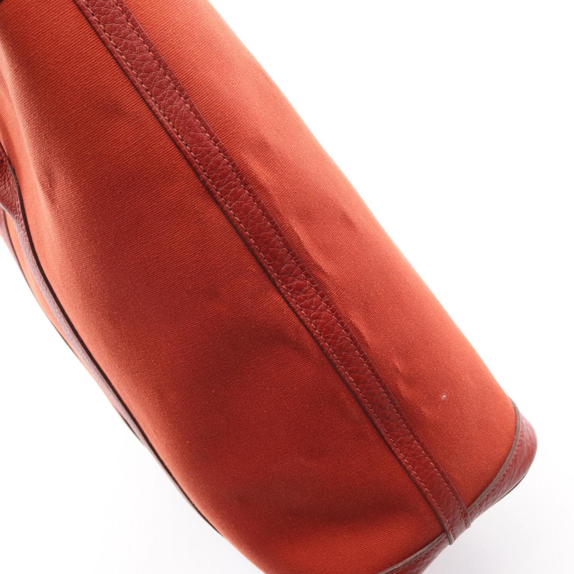 Hermes Bordeaux Rouge Garance Negonda Leather Toile Officier Handbag Tote Bag (Pre-Owned)