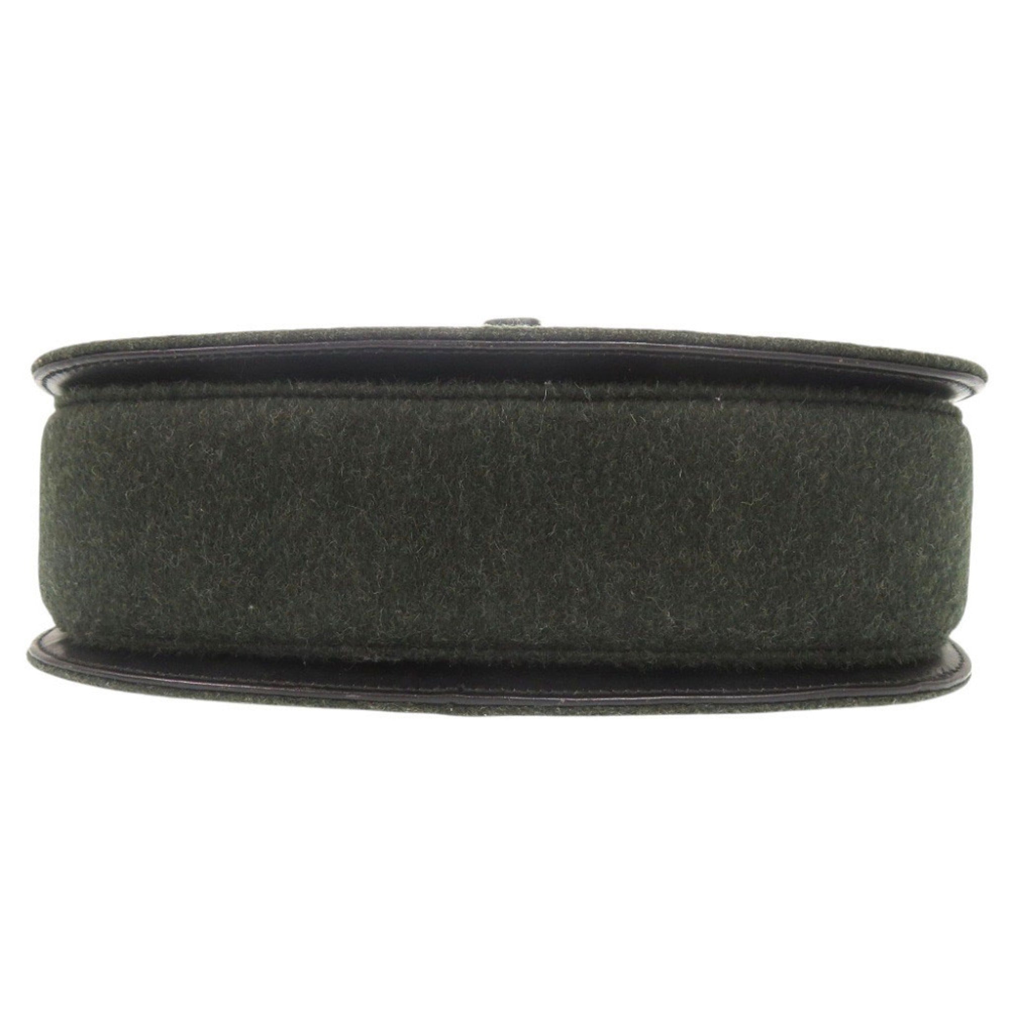 Gucci Black Green Felt Handbag Shoulder Bag (Pre-Owned)