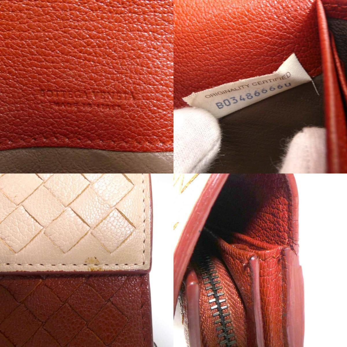 Bottega Veneta Beige Brown Leather Long Wallet (Bi-Fold) (Pre-Owned)