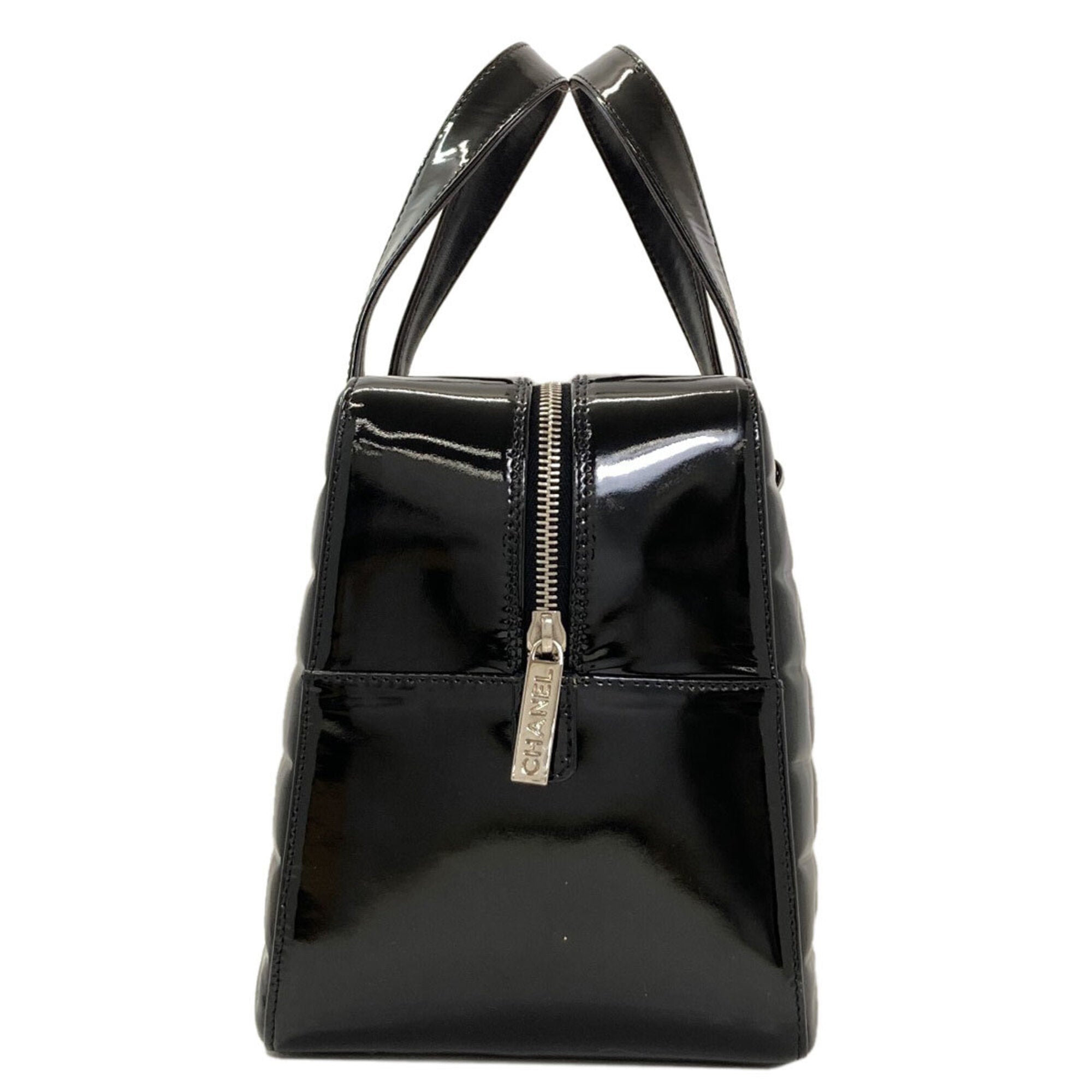 Chanel Chocolate Bar Black Patent Leather Tote Bag (Pre-Owned)