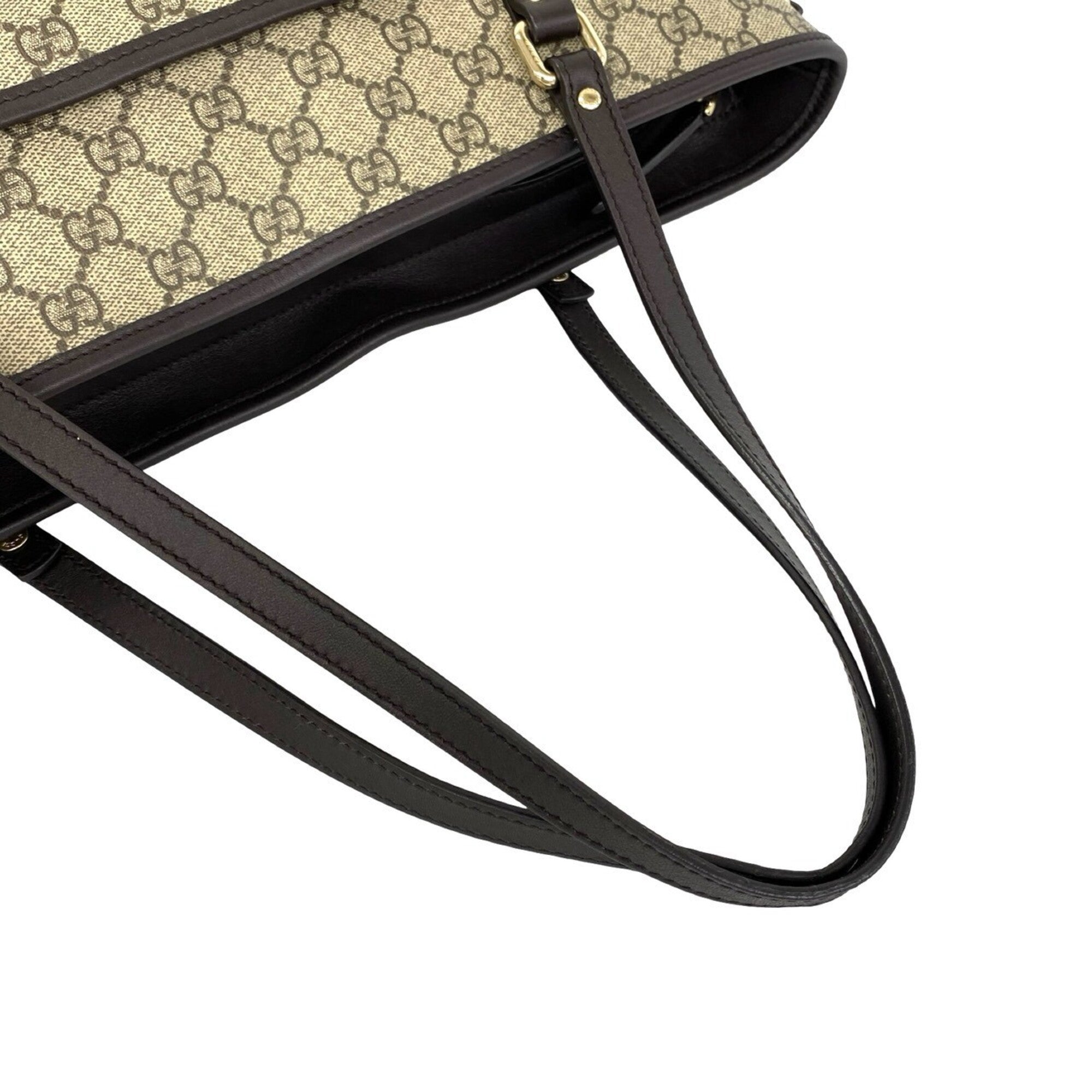 Gucci Beige Brown Pvc Leather Handbag Shoulder Bag Tote Bag (Pre-Owned)