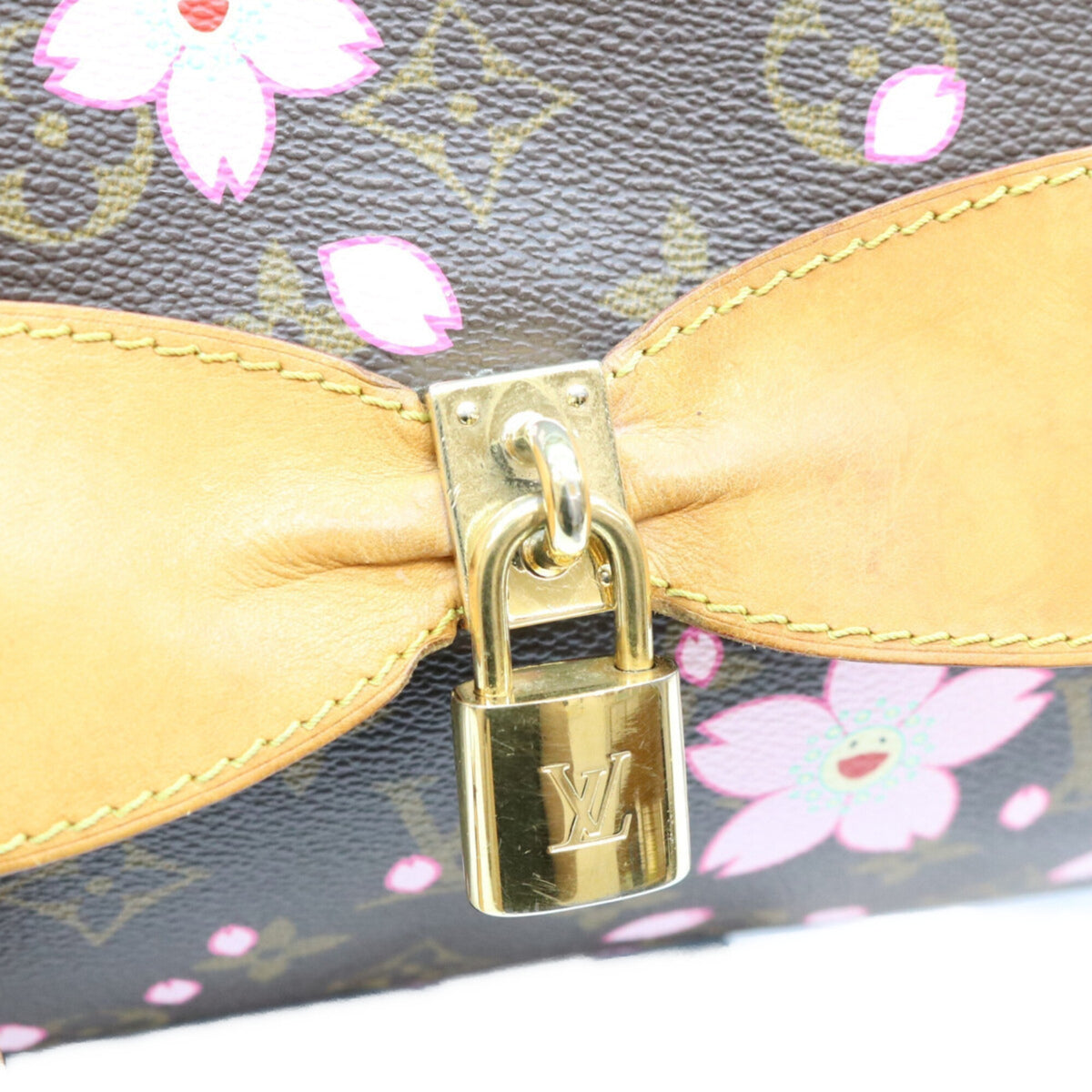 Louis Vuitton Brown Pink Monogram Cherry Blossom Handbag (Pre-Owned)