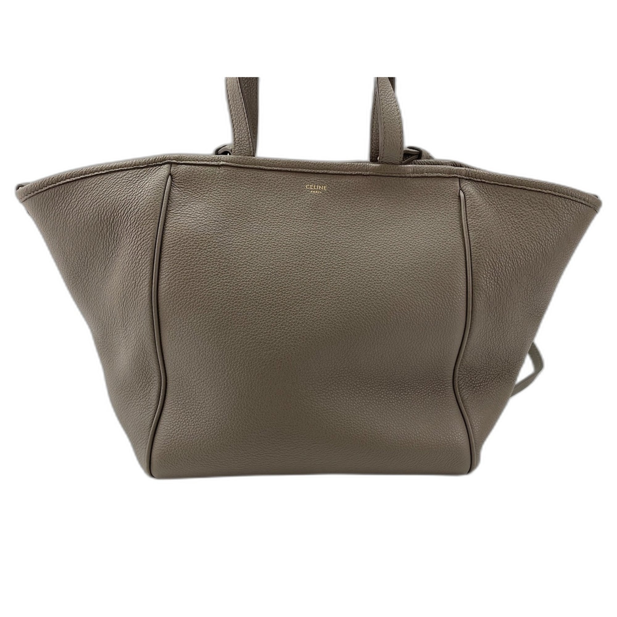 Celine Cabas Gray Leather Shoulder Bag (Pre-Owned)