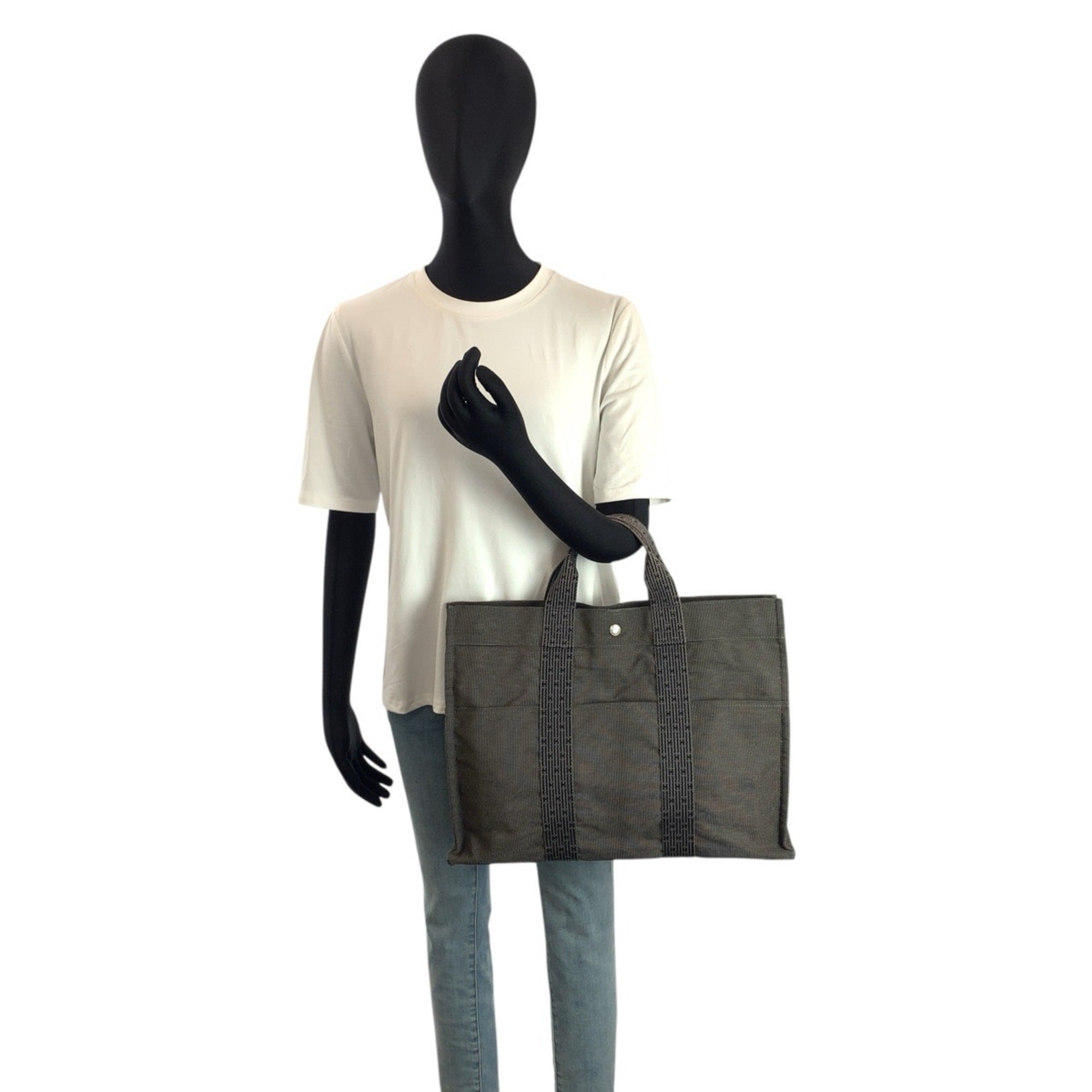 Hermes Gray Polyamide Handbag Tote Bag (Pre-Owned)