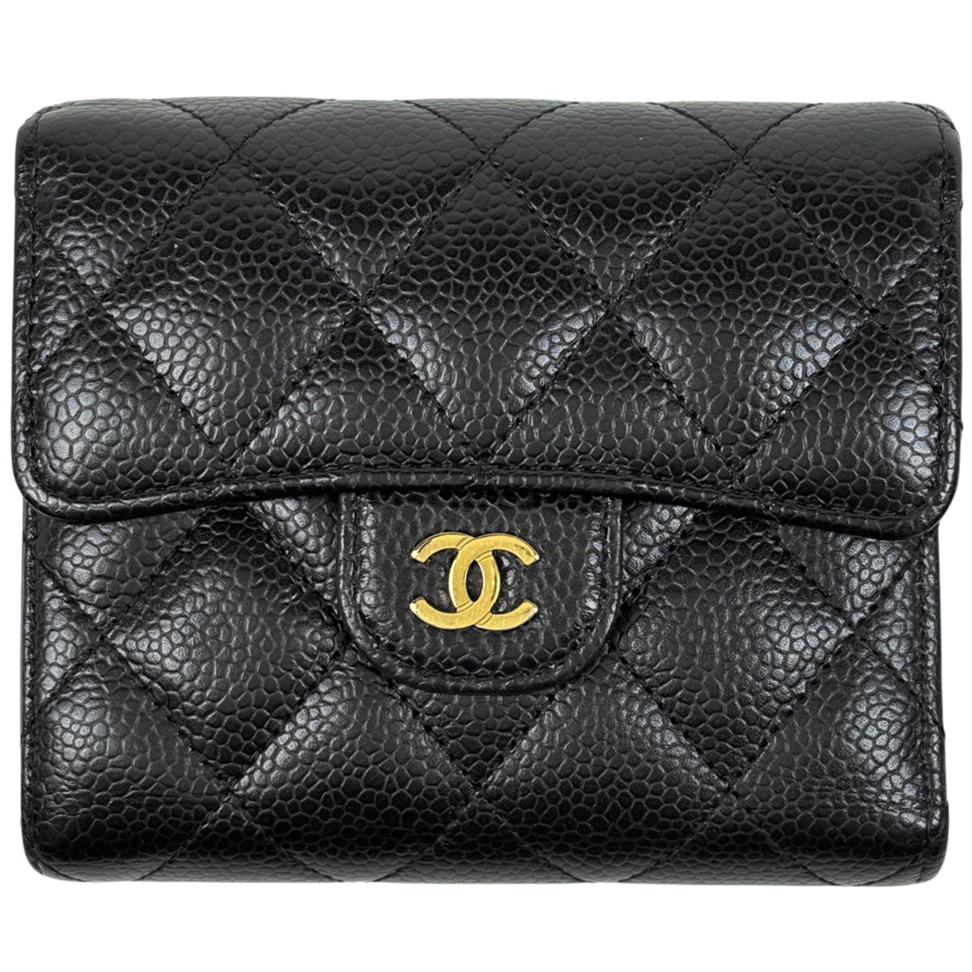 Chanel Matelasse Black Grained Calfskin Wallet (Tri-Fold) (Pre-Owned)