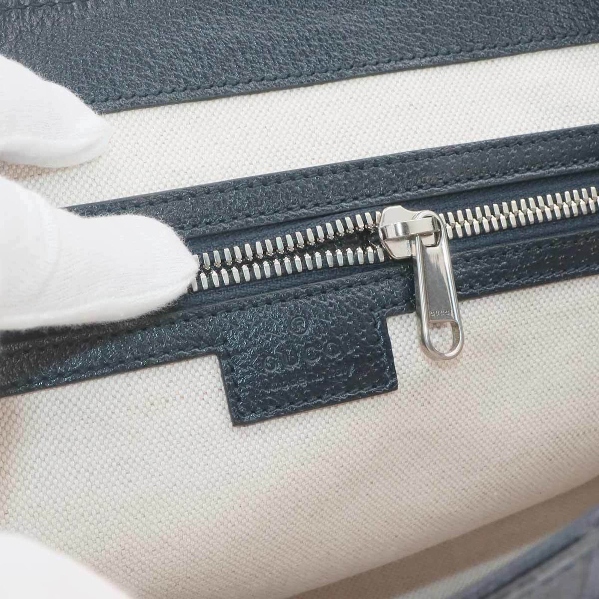 Gucci Navy Gg Supreme Leather Handbag Messenger Bag Shoulder Bag (Pre-Owned)