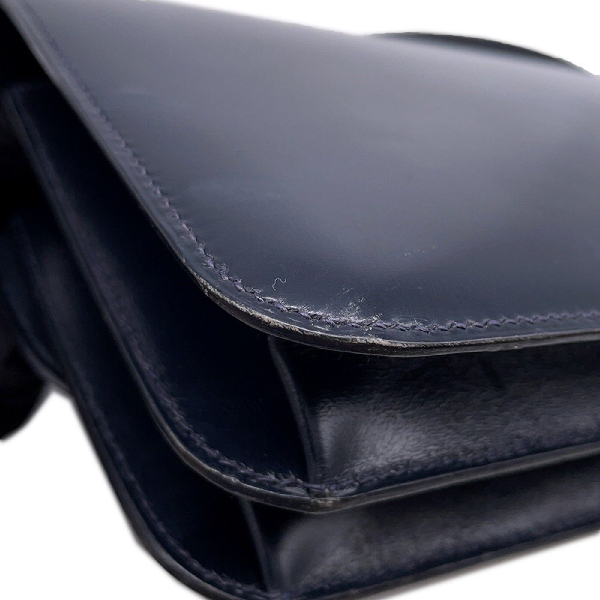 Hermes Navy Box Calf Leather Handbag Shoulder Bag (Pre-Owned)