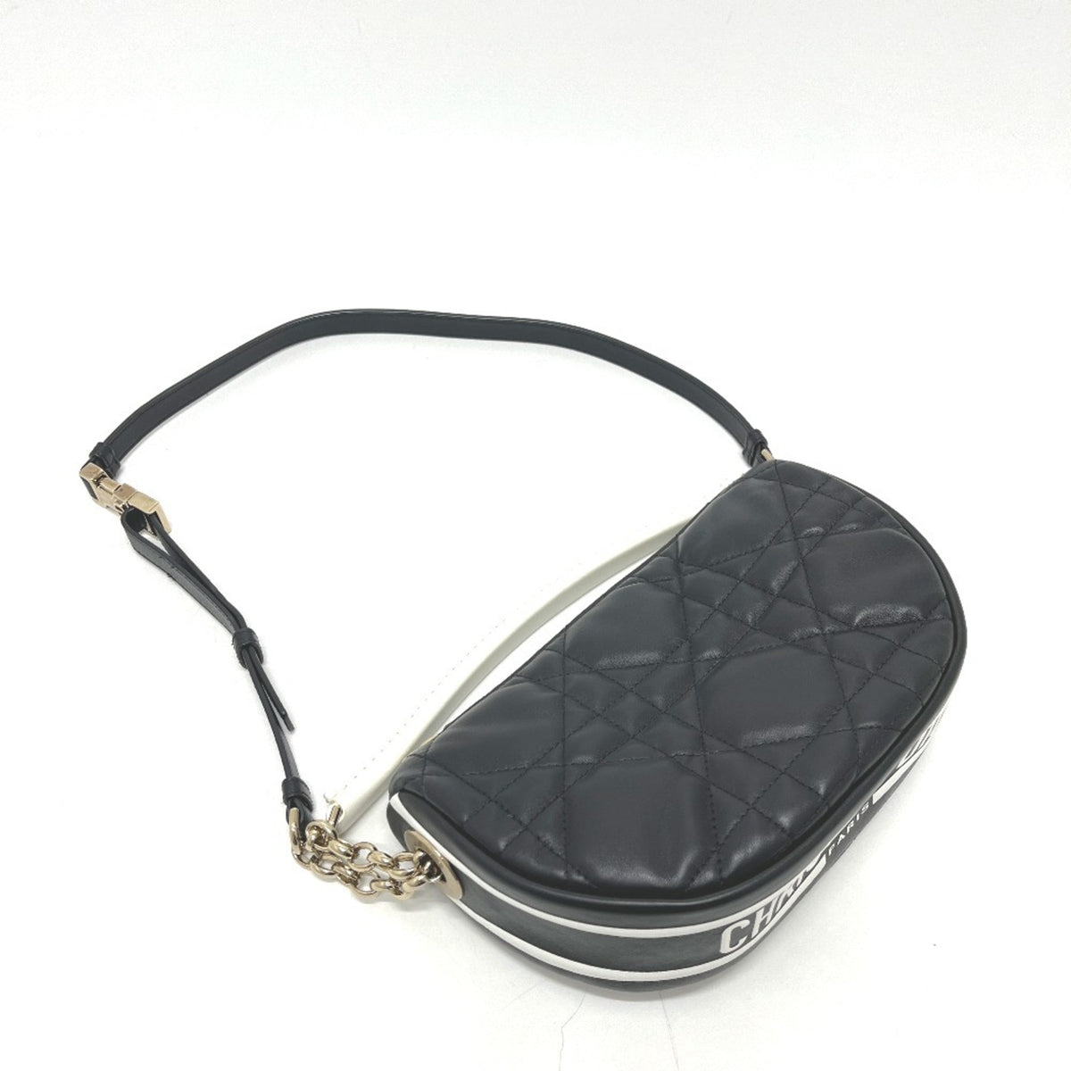 Christian Dior Black White Leather Handbag Shoulder Bag (Pre-Owned)
