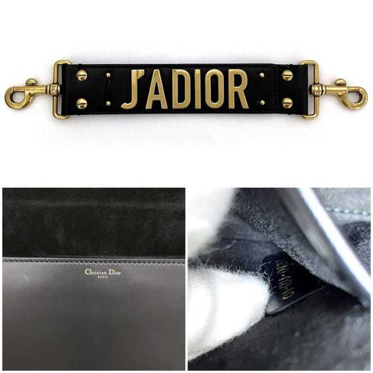 Christian Dior Black Leather Clutch Bag Handbag (Pre-Owned)
