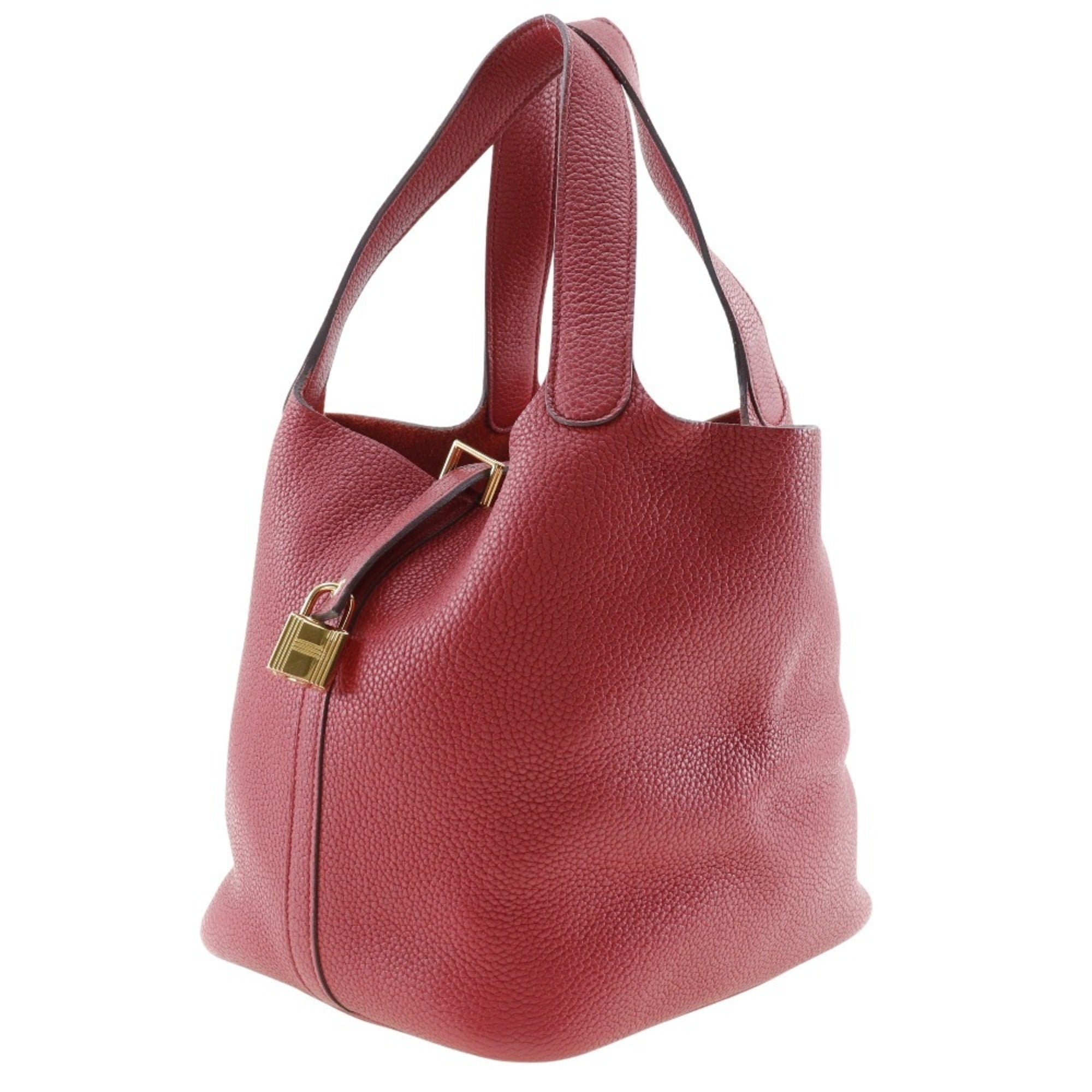 Hermes Picotin Red Color Taurillon Clemence Leather Handbag (Pre-Owned)