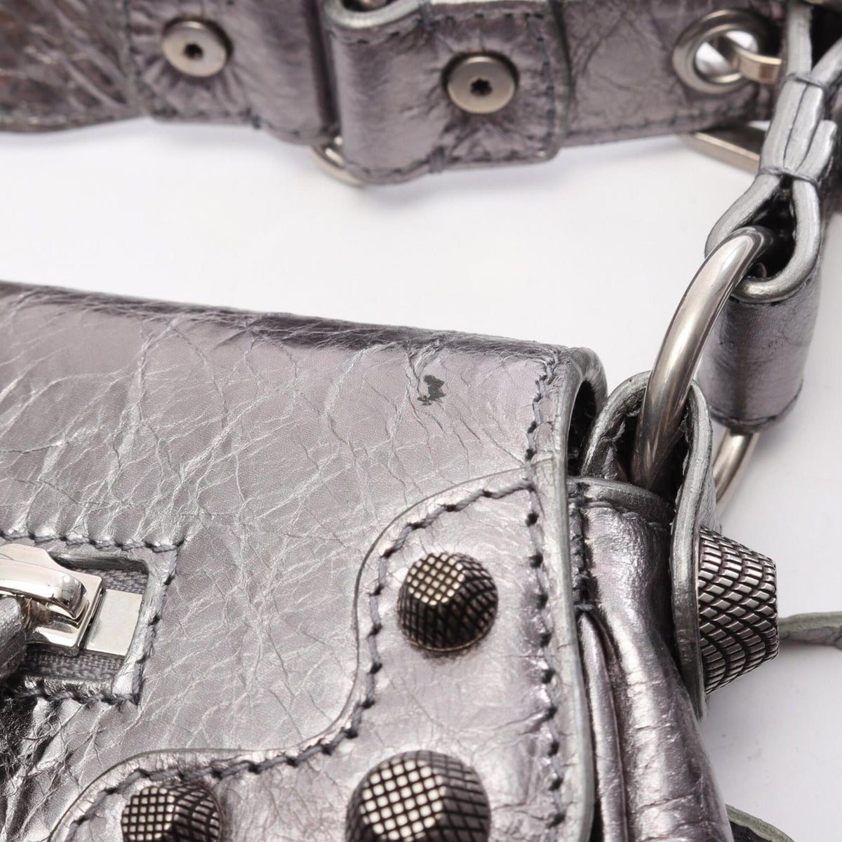 Balenciaga Silver Leather Handbag Shoulder Bag (Pre-Owned)