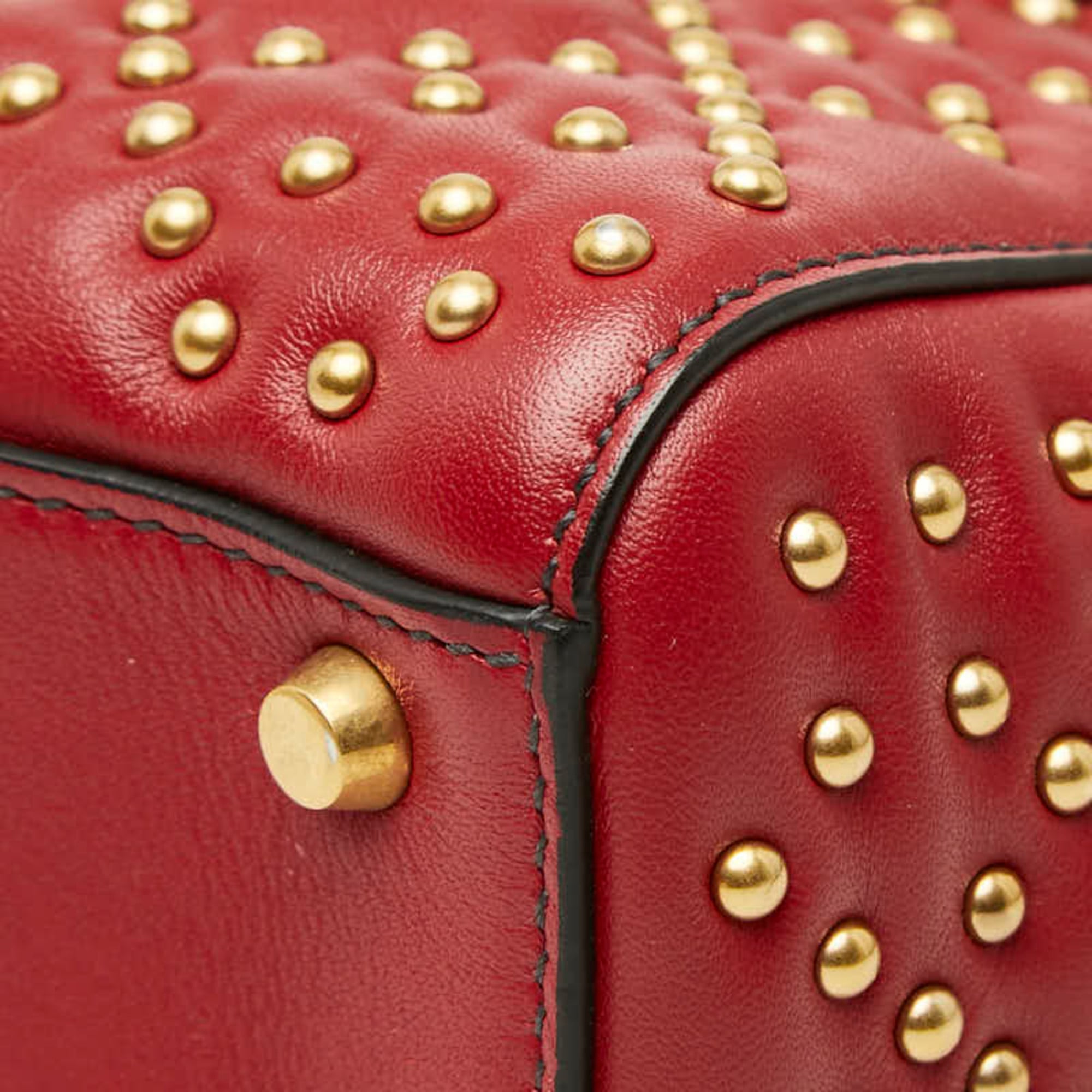 Christian Dior Red Color Leather Handbag Shoulder Bag (Pre-Owned)