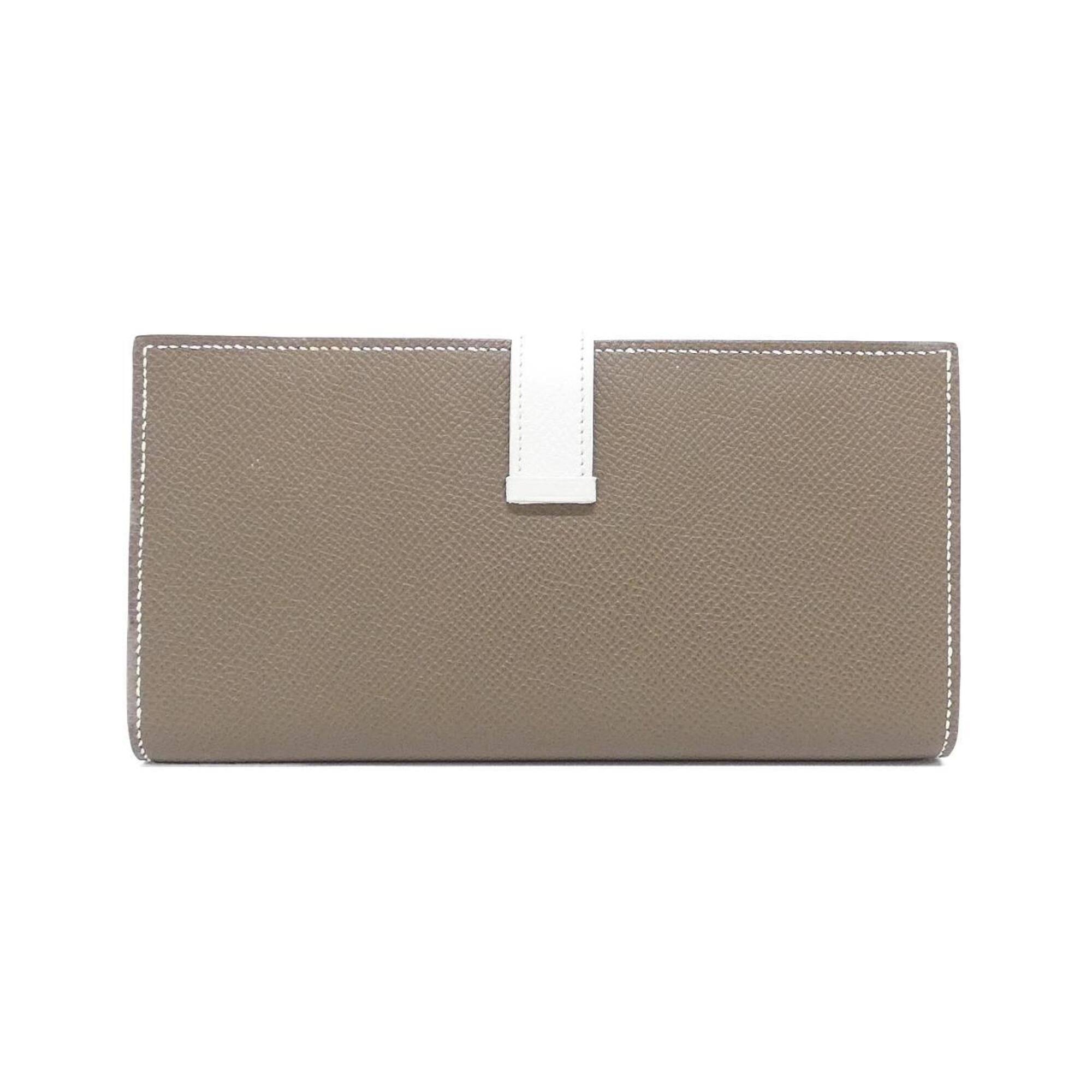 Hermes Etoupe Gray Soufre White Epsom Leather Long Wallet (Bi-Fold) (Pre-Owned)