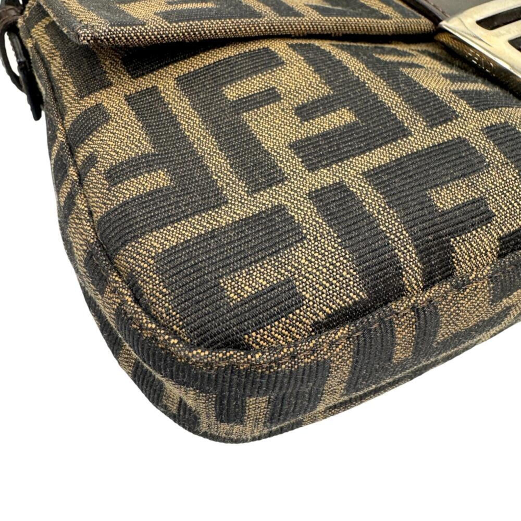 Fendi Brown Canvas Leather Handbag Pouch (Pre-Owned)