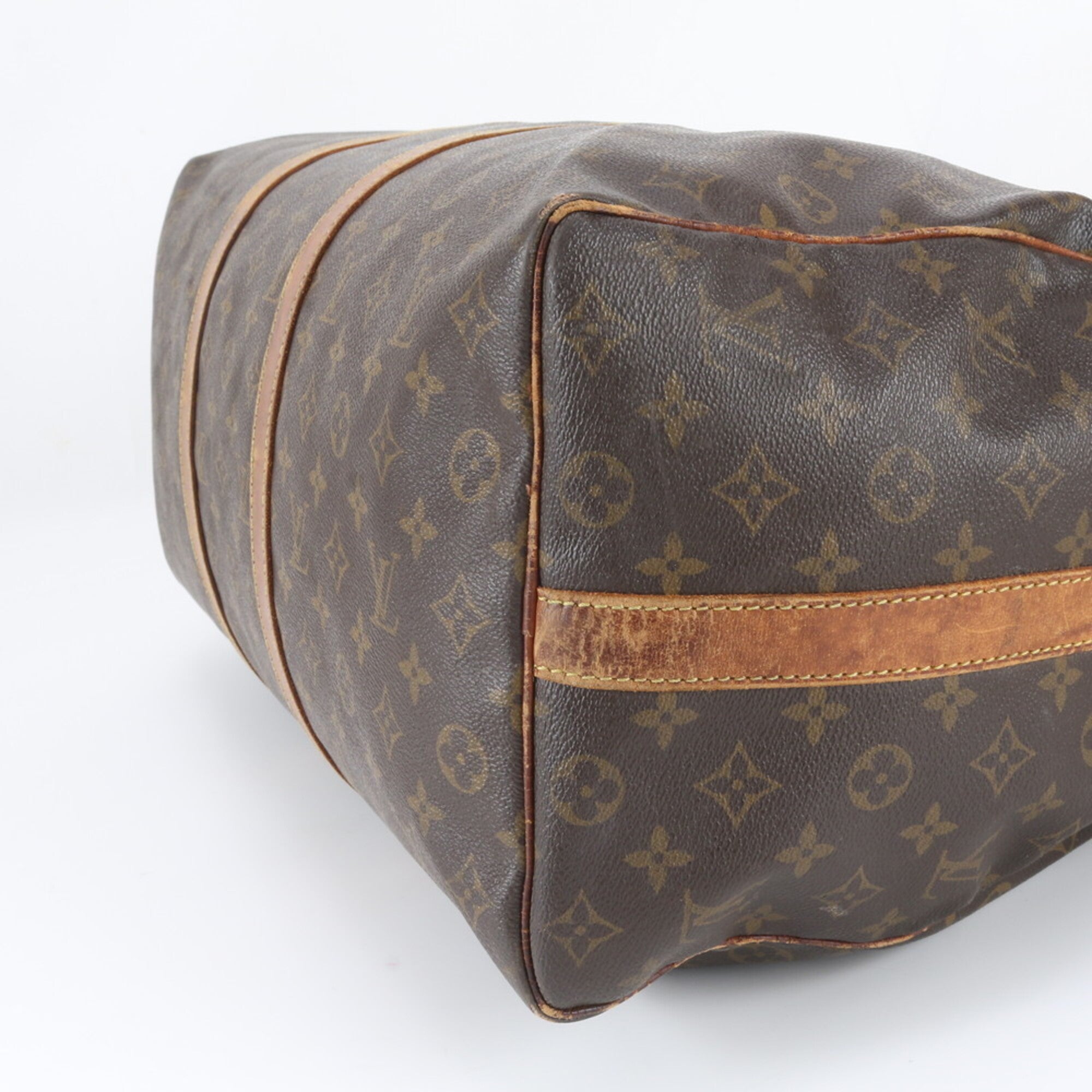 Louis Vuitton Brown Leather Coated Canvas Boston Bag Shoulder Bag (Pre-Owned)