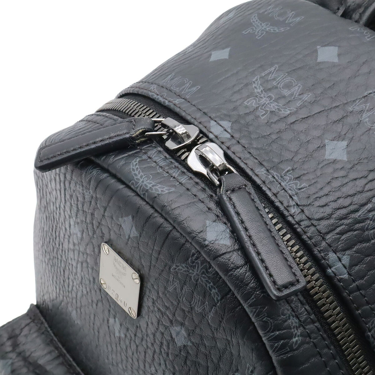 Mcm Black Coated Canvas Backpack (Pre-Owned)