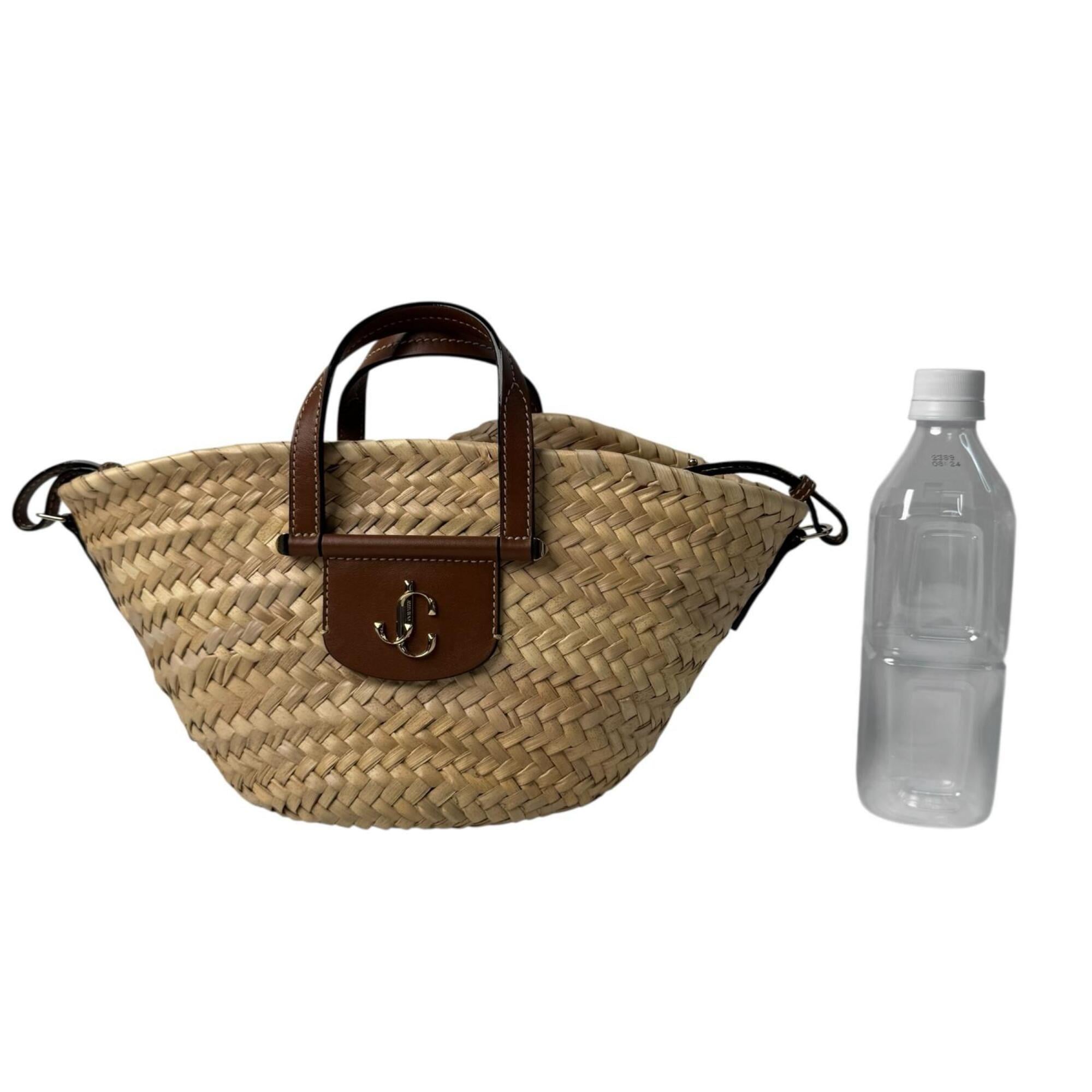 Jimmy Choo Beige Brown Raffia Handbag Shoulder Bag (Pre-Owned)