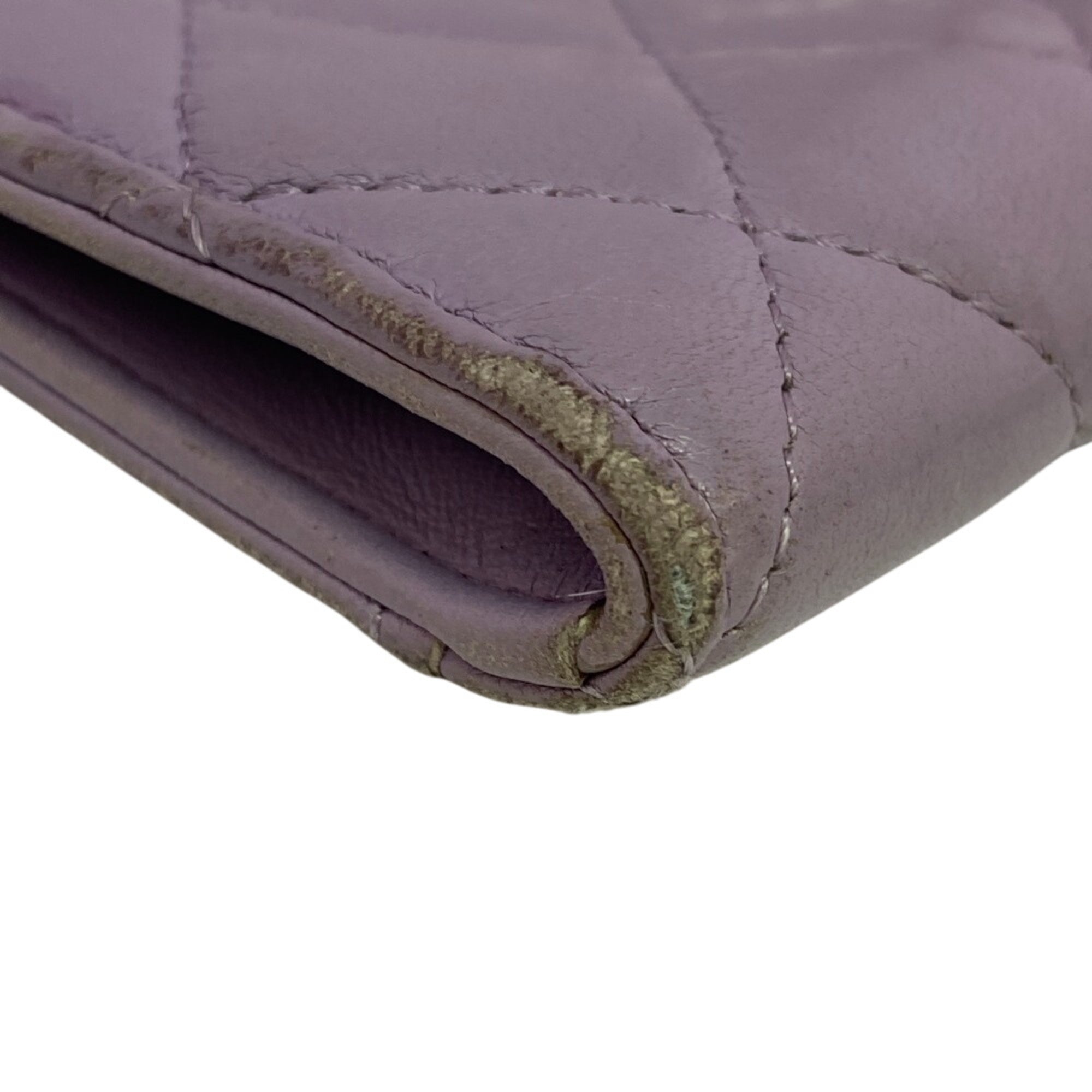 Chanel Purple Leather Coin Purse/Coin Case (Pre-Owned)