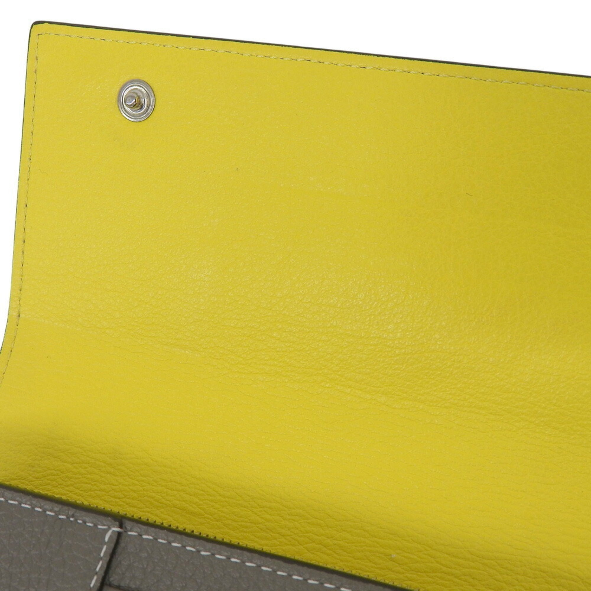 Celine Gray Yellow Leather Long Wallet (Tri-Fold) (Pre-Owned)