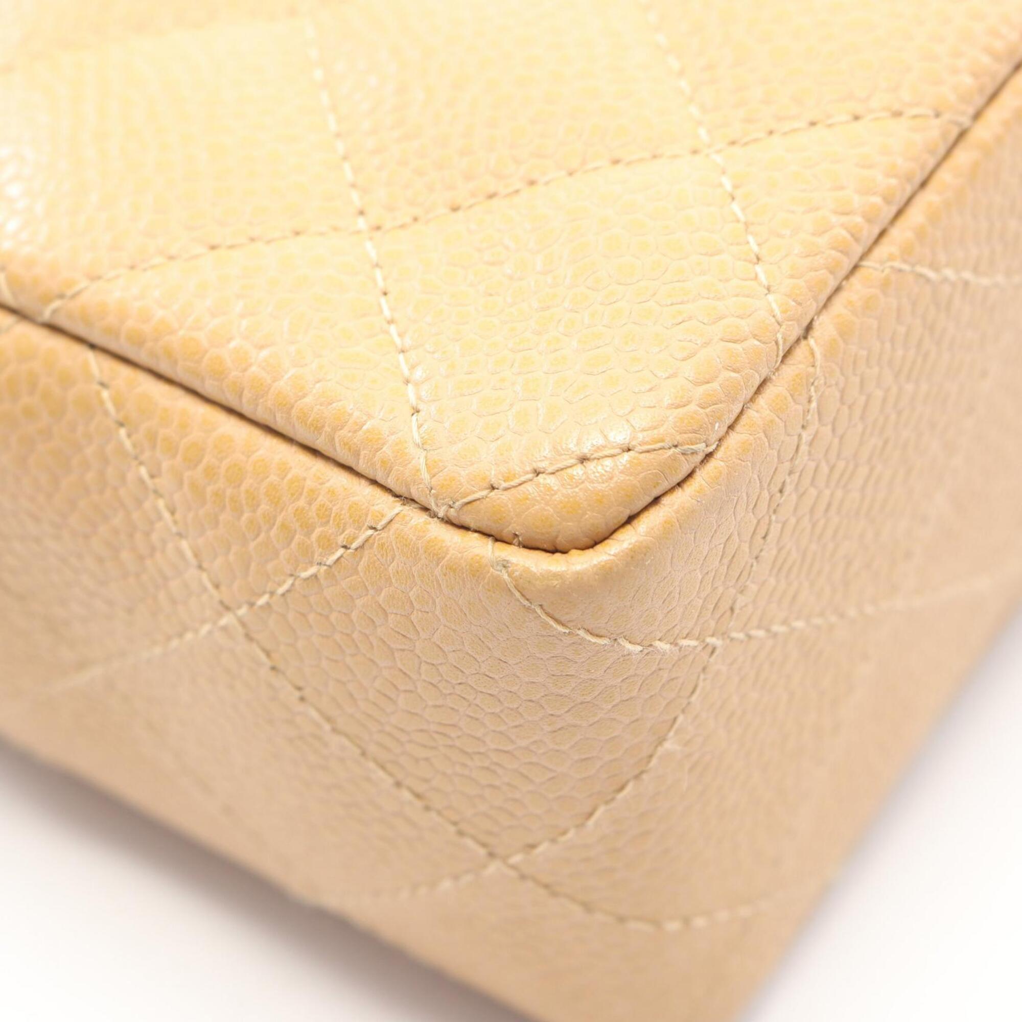 Chanel Beige Grained Calfskin Handbag Shoulder Bag (Pre-Owned)
