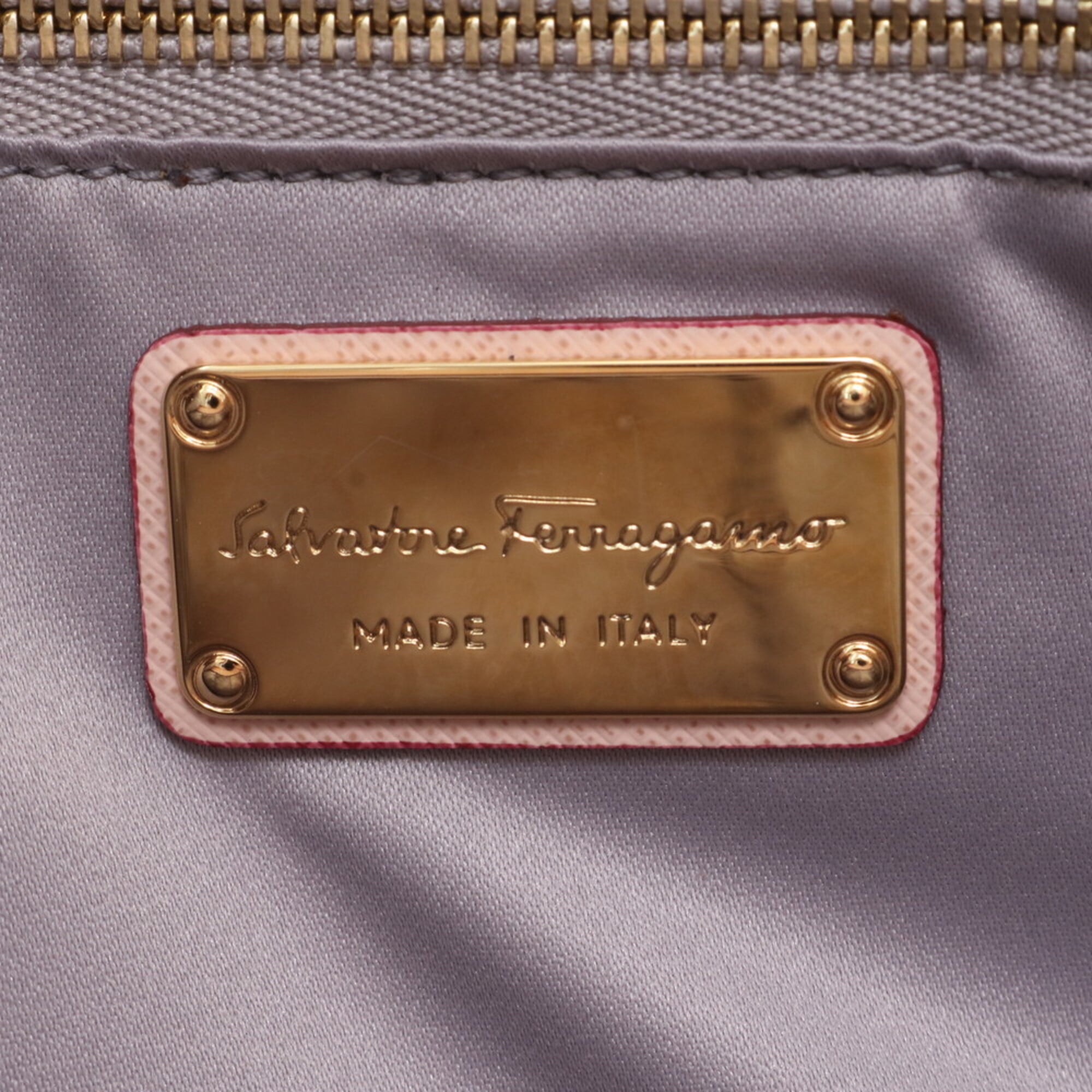 Salvatore Ferragamo Pink Yellow Leather Handbag Tote Bag (Pre-Owned)