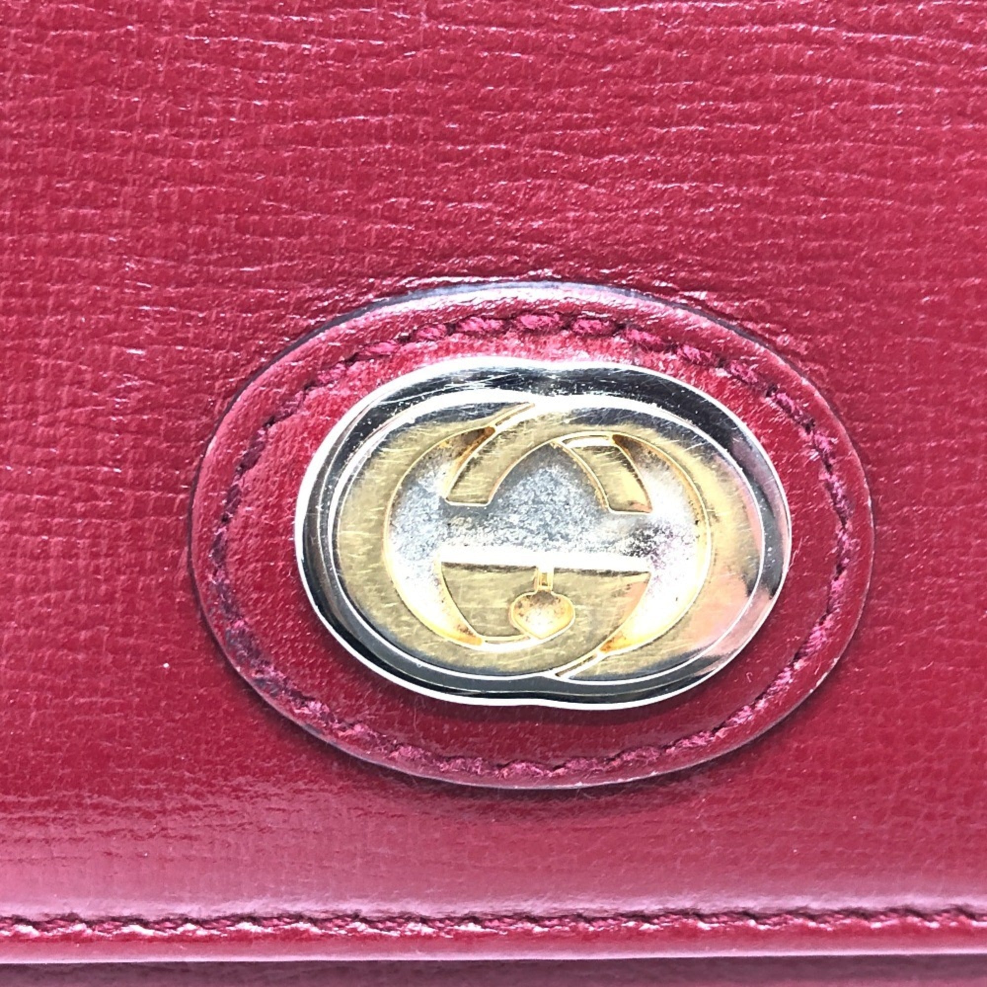 Gucci Red Color Leather Long Wallet (Bi-Fold) (Pre-Owned)