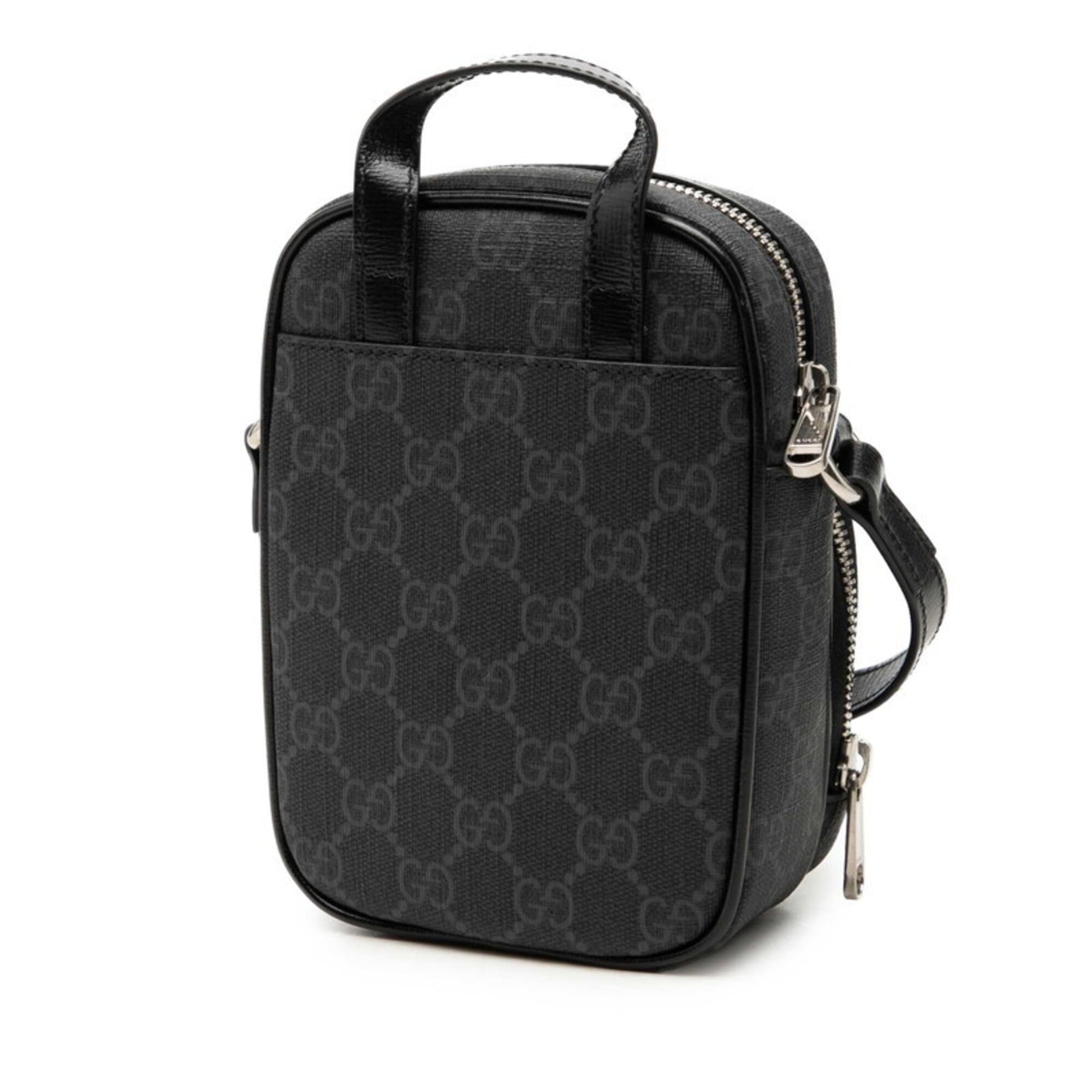 Gucci Black Gray Pvc Leather Shoulder Bag (Pre-Owned)